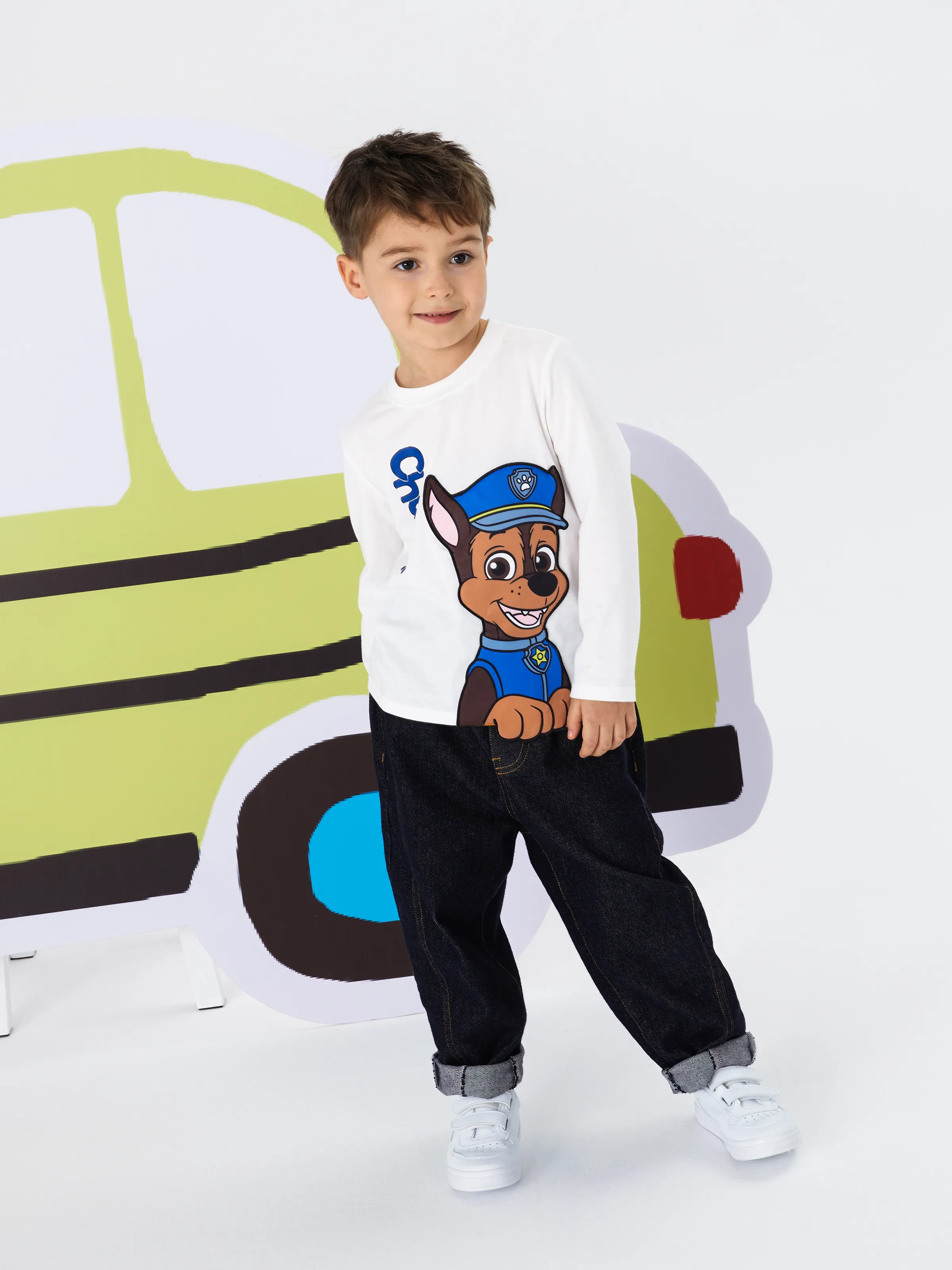 PAW Patrol Toddler Boy 1pc Chase 3D Embroidery Tee White