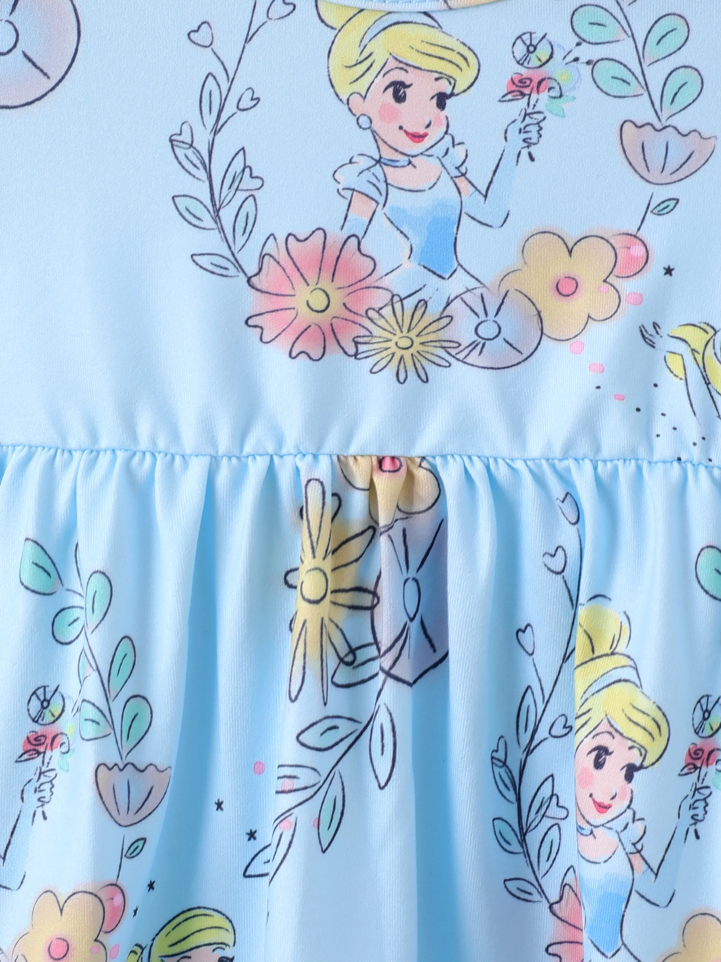 Disney Princess Baby Girl Cinderella Print Ruffled Dress Blue