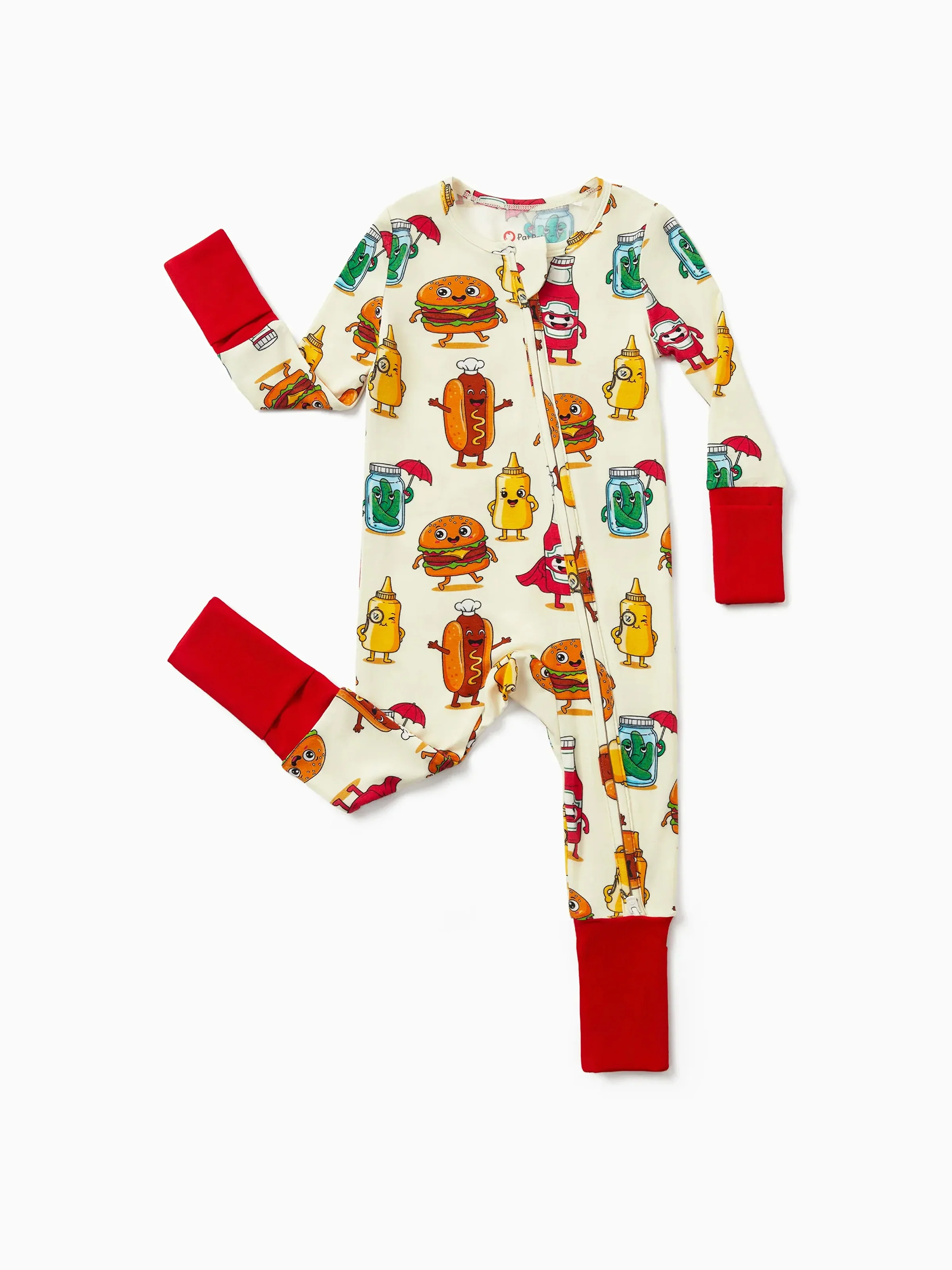 Kids Baby / Girl Bamboo Pajamas With Childlike Print (Snug-Fitting) Red