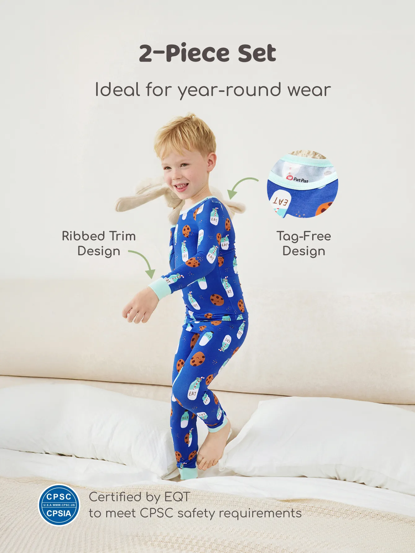 Bamboo Baby/Toddler 2-Piece Childlike Animal Print Snug-Fitting Pajamas Set Blue