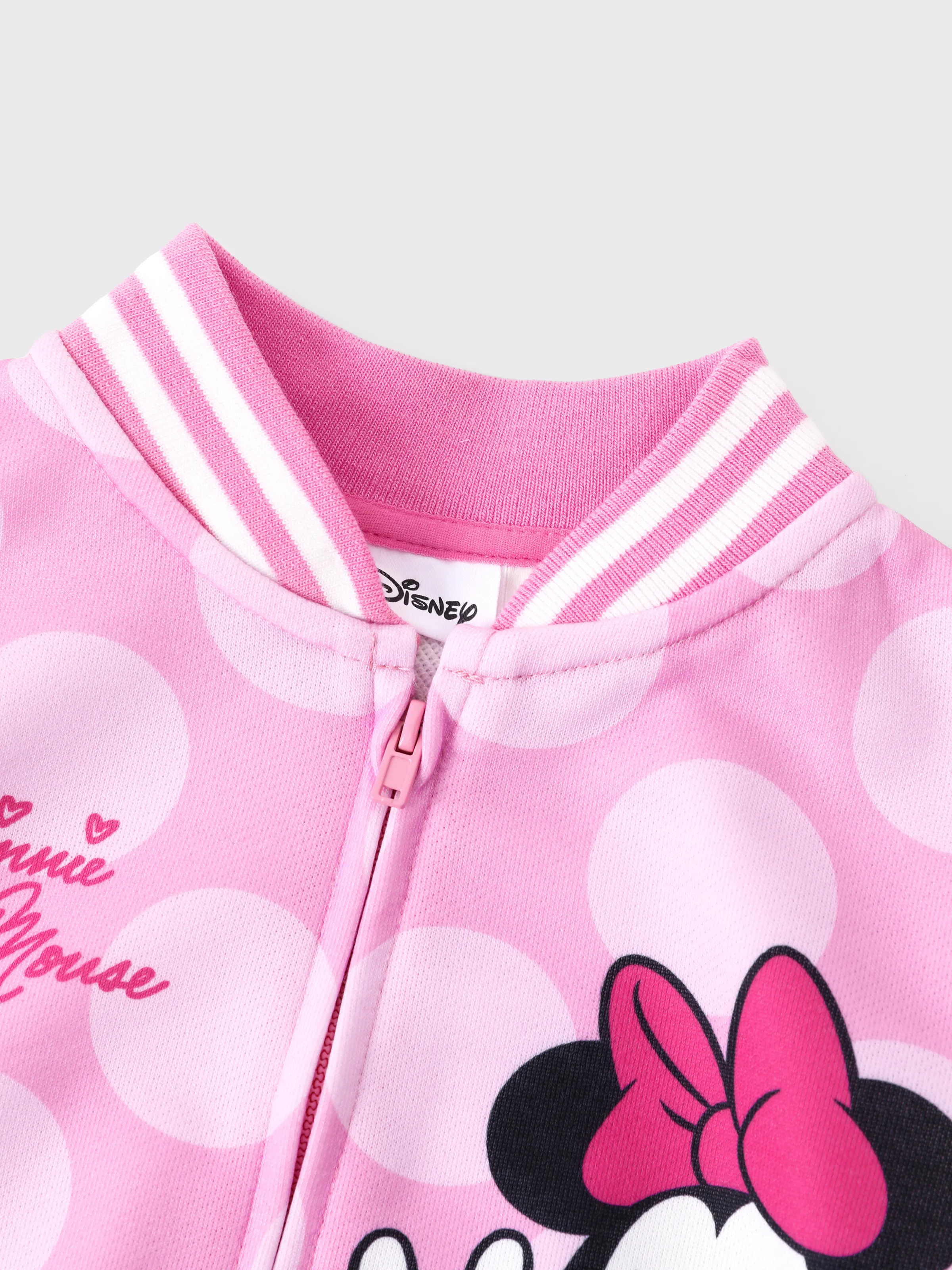 Disney Mickey and Friends Toddler/ Kid Minnie Mouse Polka Dot Bomber Jacket Hot Pink