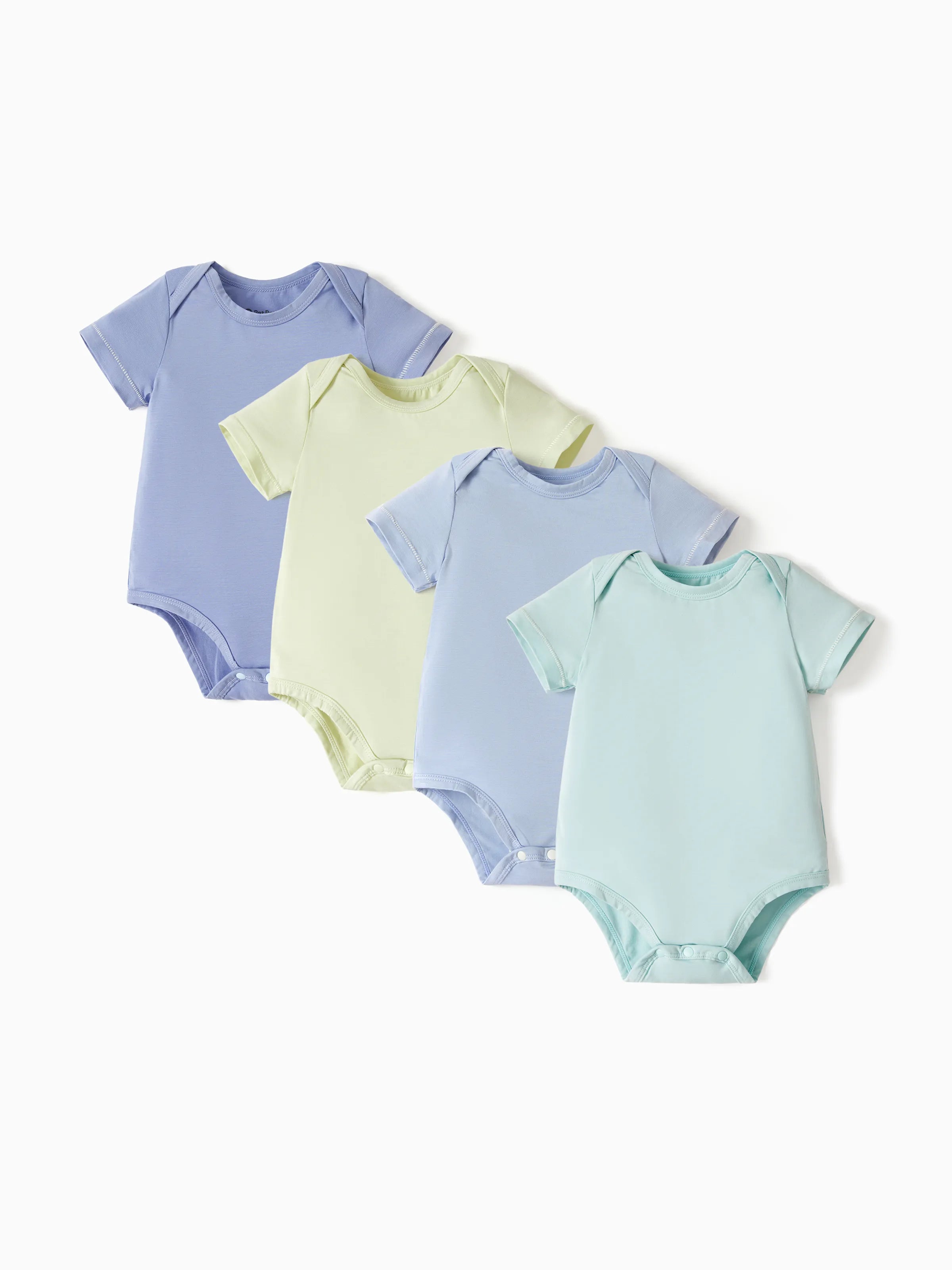 Baby Boy/Girl 4-Piece Modal Solid Color Rompers Set Light Green