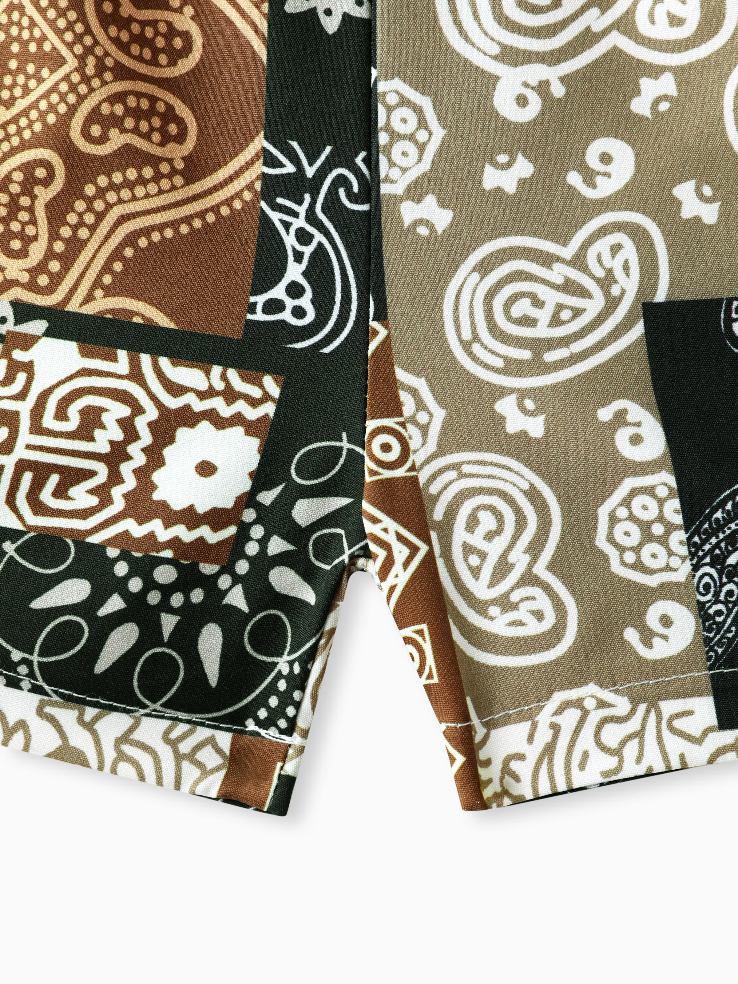 Casual Ethnic 2pcs Set for Baby Boy with Lapel, 100% Polyester, Regular Brown