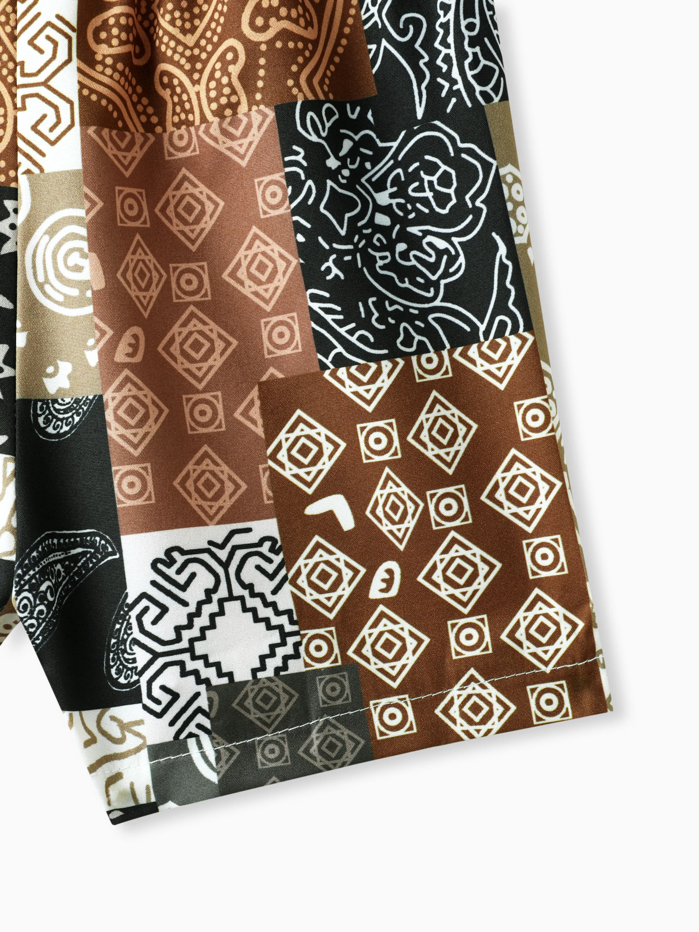 Casual Ethnic 2pcs Set for Baby Boy with Lapel, 100% Polyester, Regular Brown