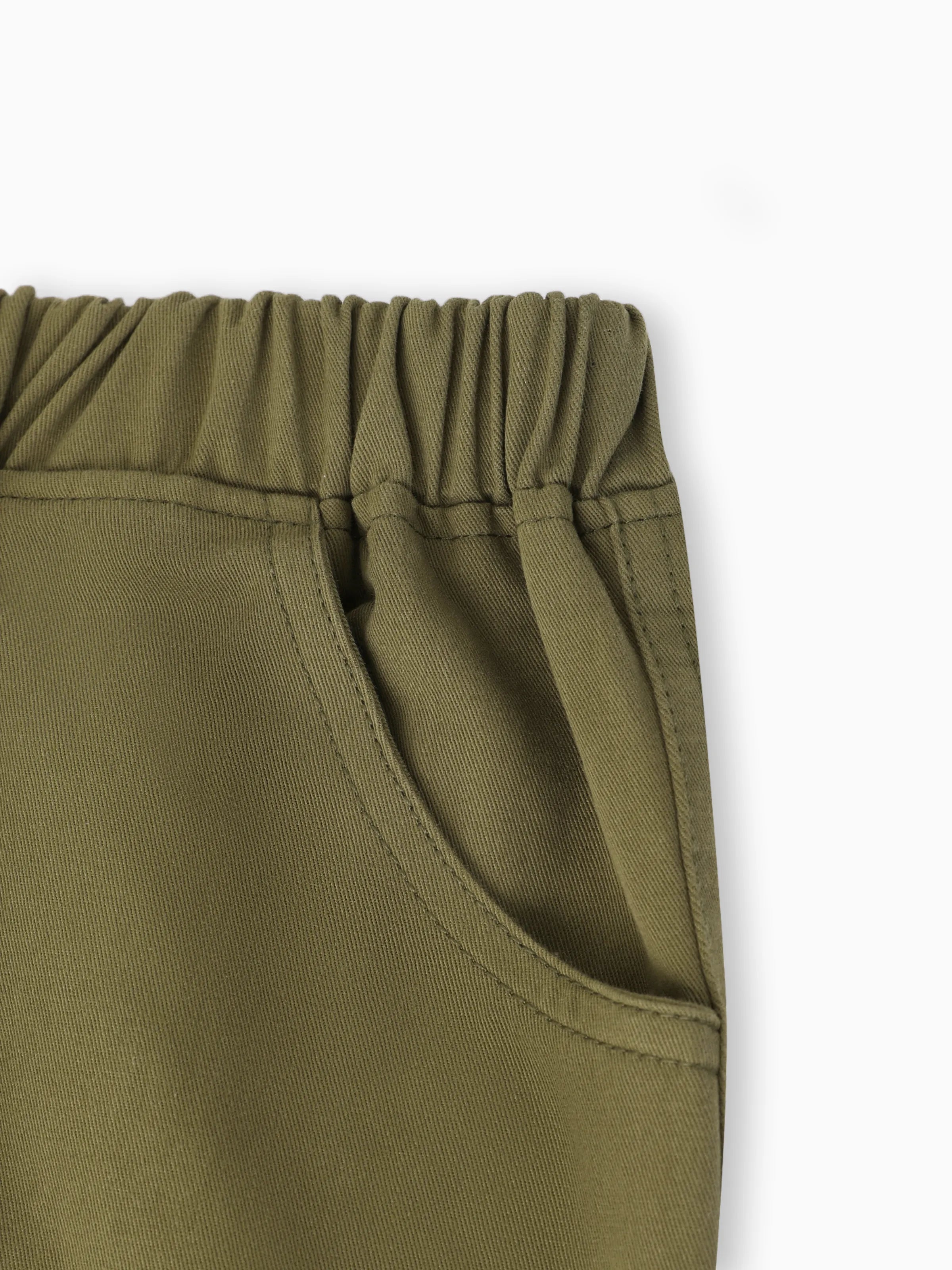 Kid Boy Casual Pocket Design Cotton Cargo Pants Army green