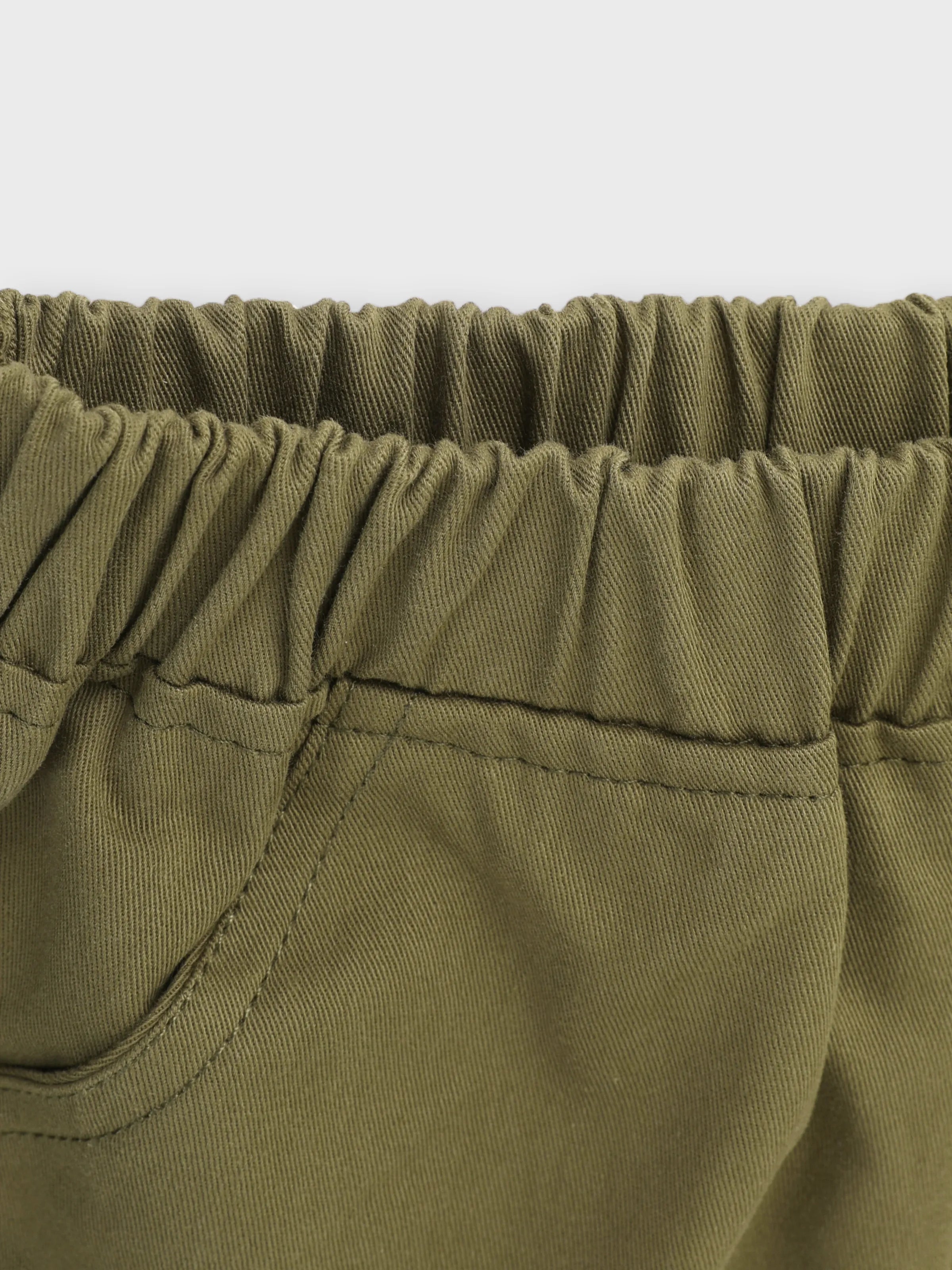 Kid Boy Casual Pocket Design Cotton Cargo Pants Army green