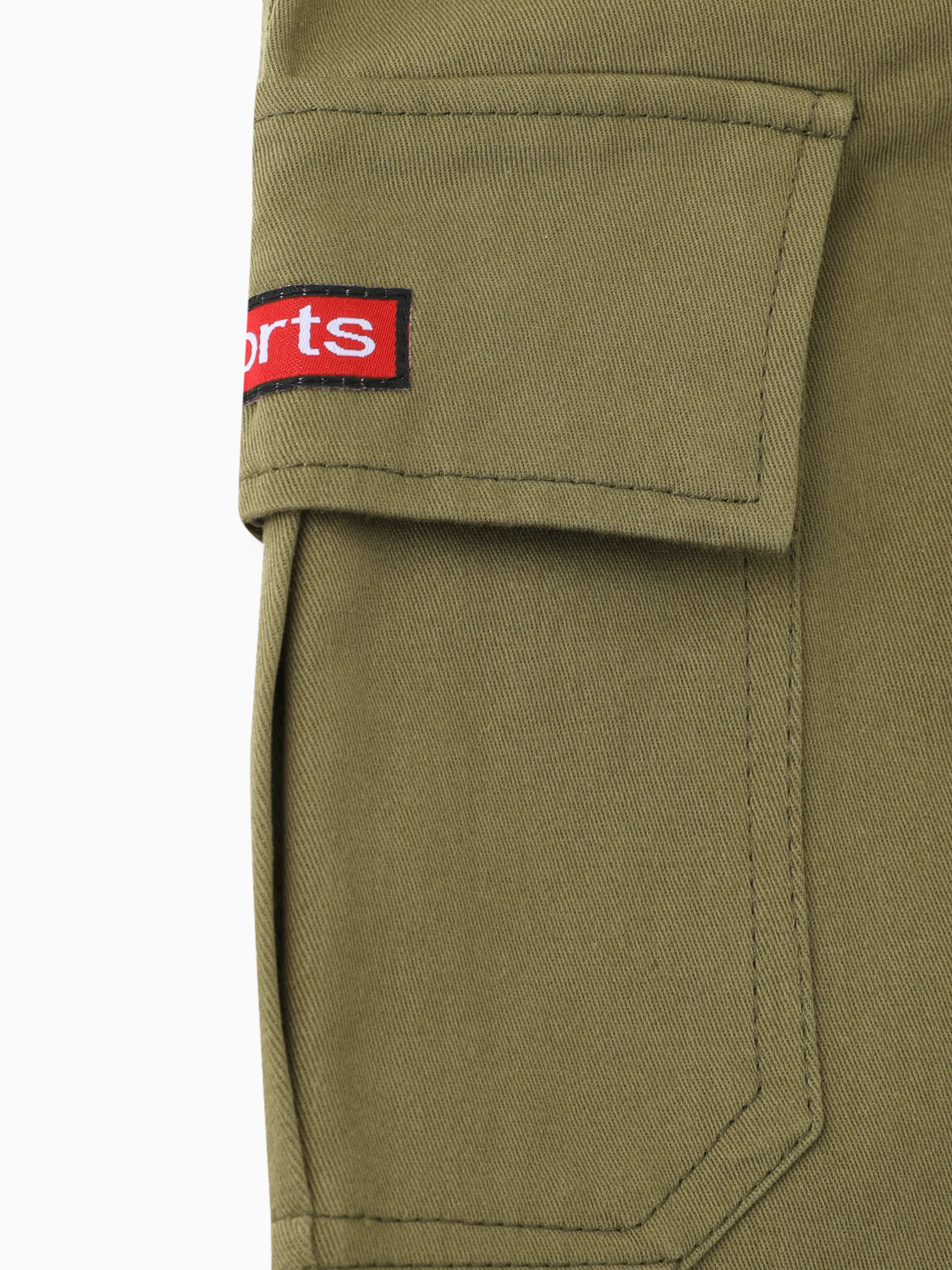 Kid Boy Casual Pocket Design Cotton Cargo Pants Army green