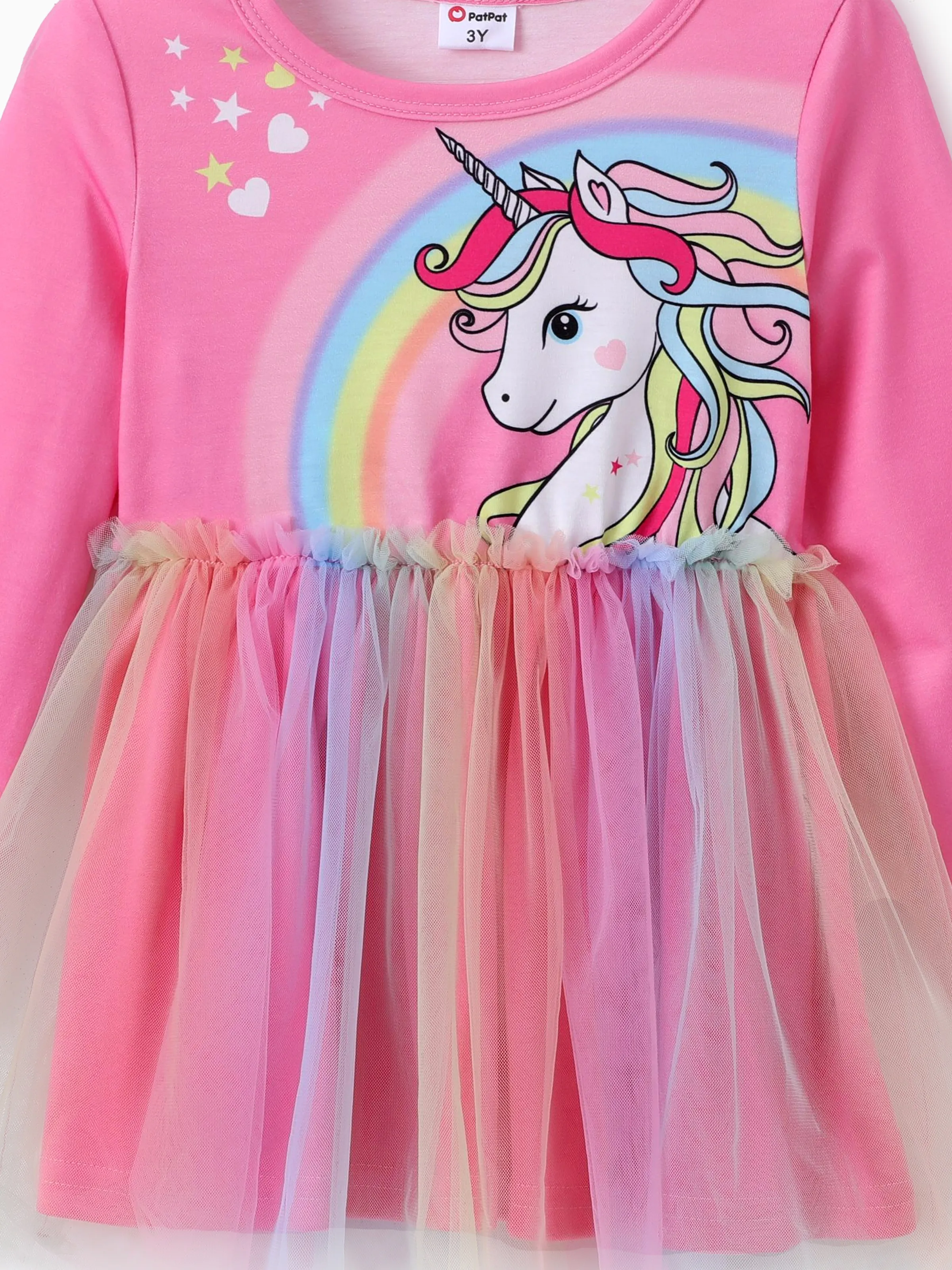 Toddler Girl 2pcs Unicorn Print Mesh Splice Top and Leggings Set Pink