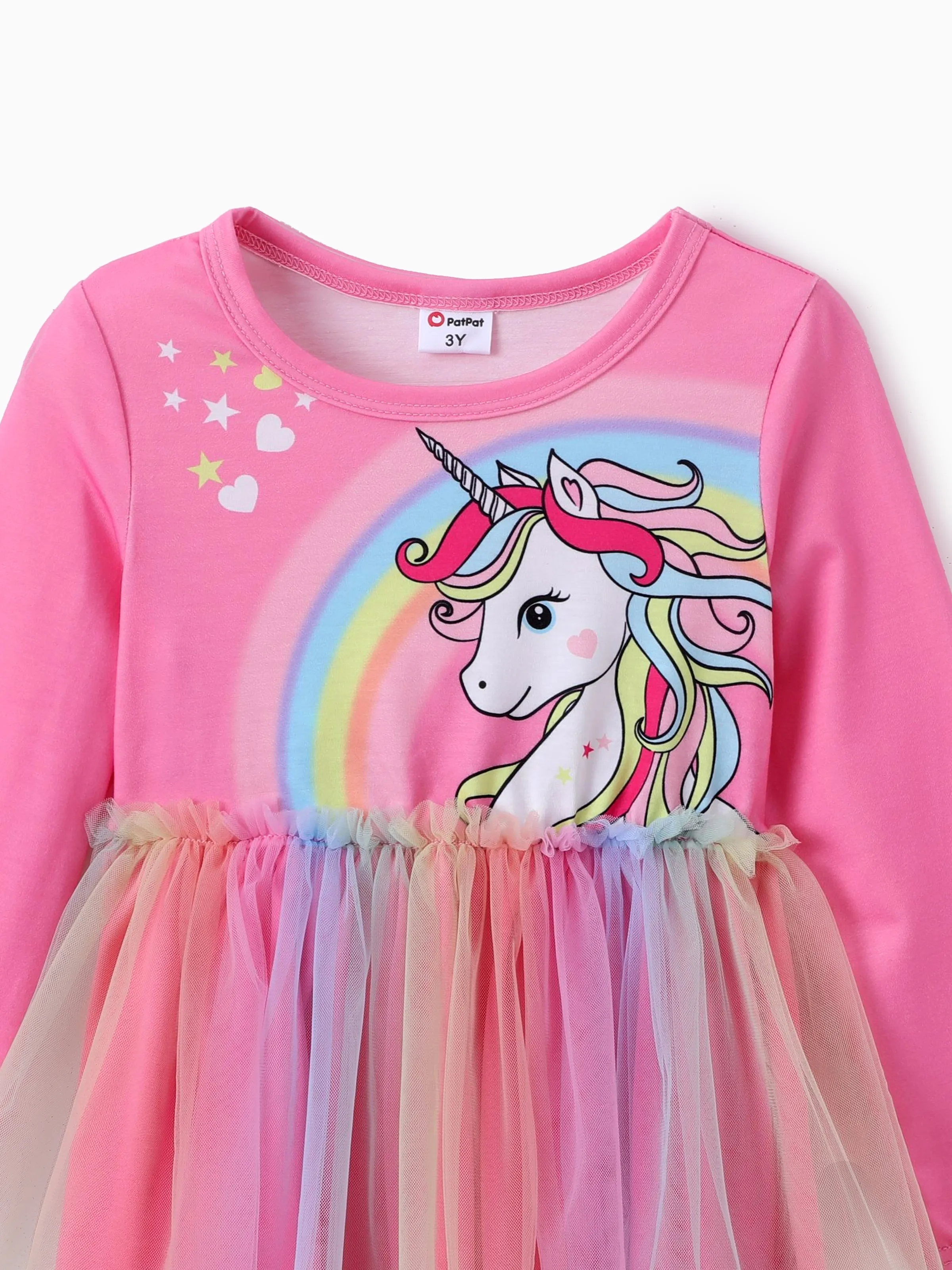 Toddler Girl 2pcs Unicorn Print Mesh Splice Top and Leggings Set Pink
