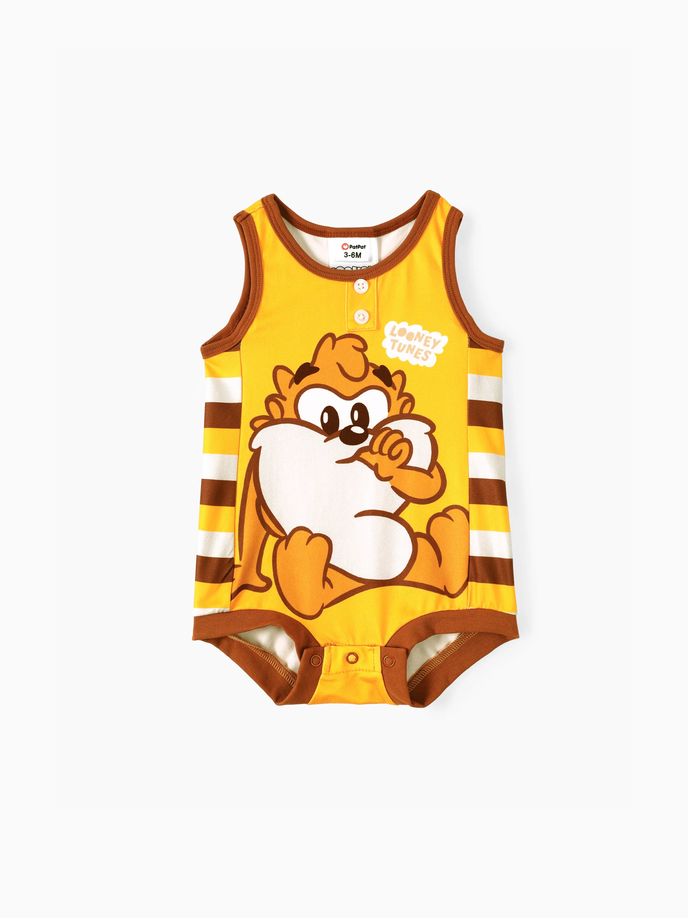 14613-looney-tunes-baby-boy-stripe-and-character-print-sleeveless-jumpsuit-brown-1.jpg Looney Tunes Baby Boy Stripe and Character Print Sleeveless Jumpsuit Brown