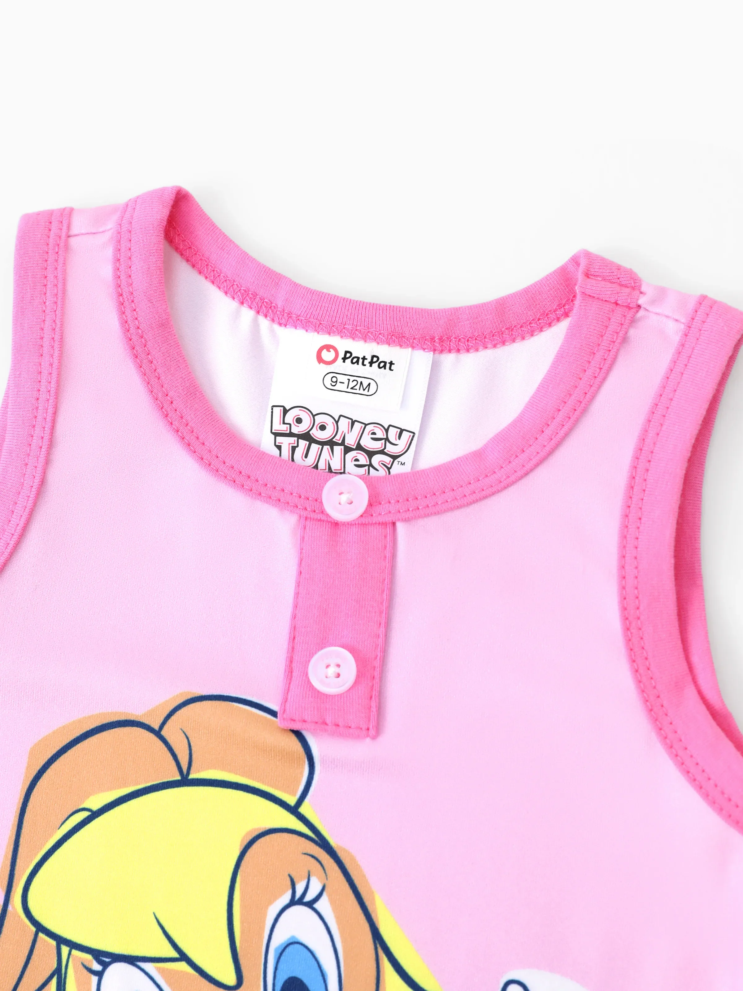 Looney Tunes Baby Girl 1pc Character Striped Print Sleeveless Jumpsuit Pink