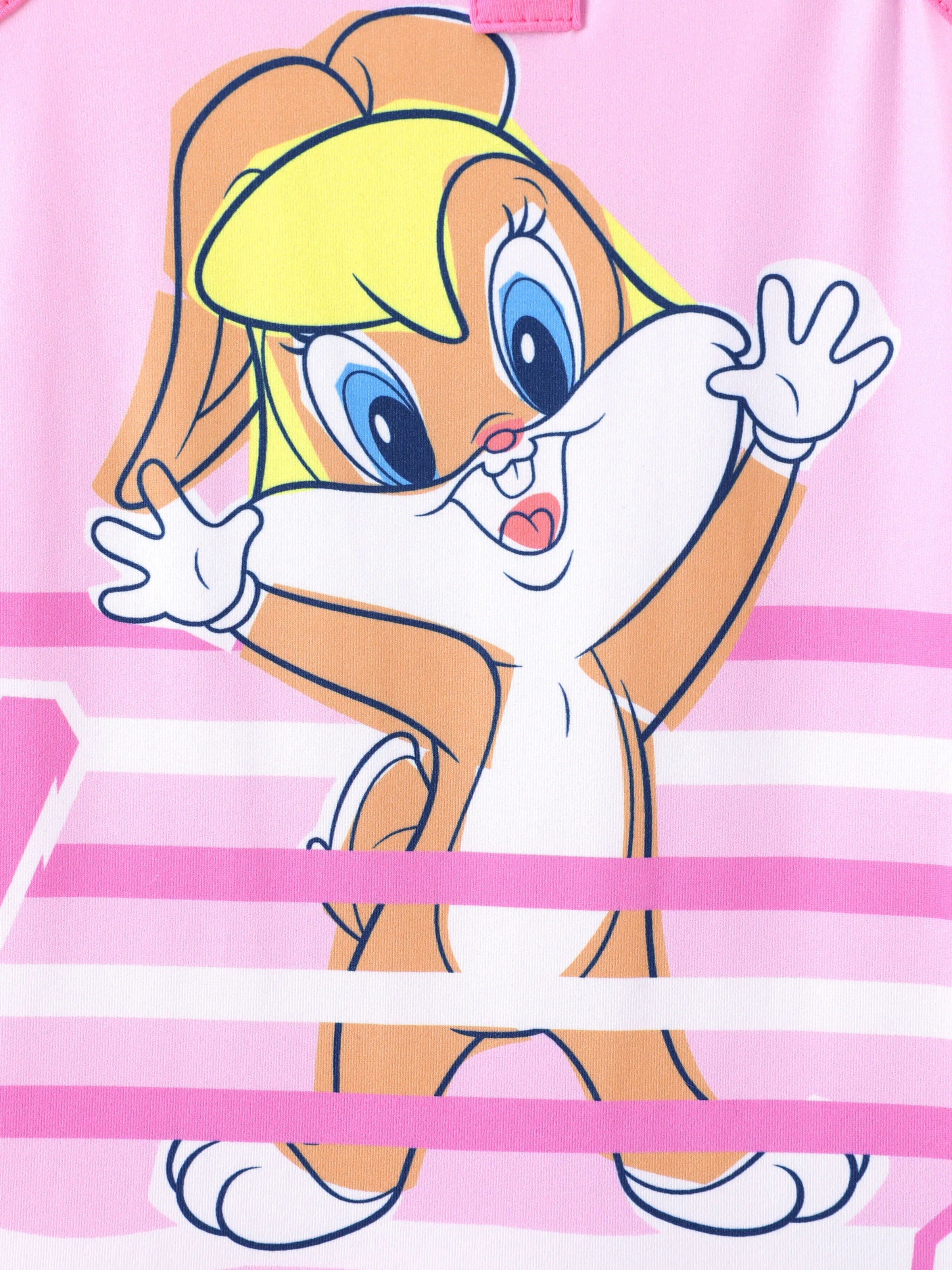 Looney Tunes Baby Girl 1pc Character Striped Print Sleeveless Jumpsuit Pink