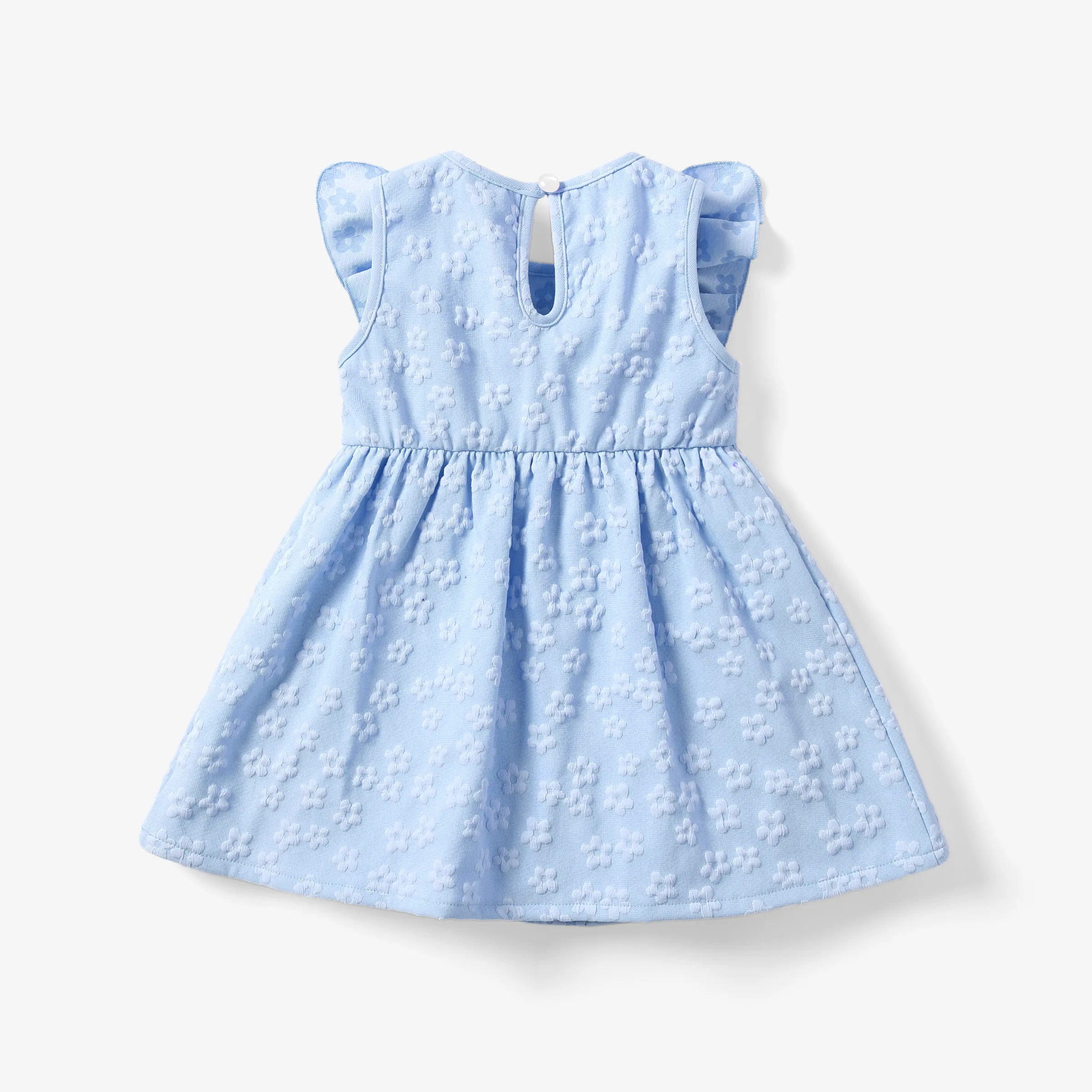 14859-baby-girl-sweet-textured-bowknot-flutter-sleeve-dress-blue-2.webp Baby Girl Sweet Textured Bowknot Flutter-sleeve Dress Blue