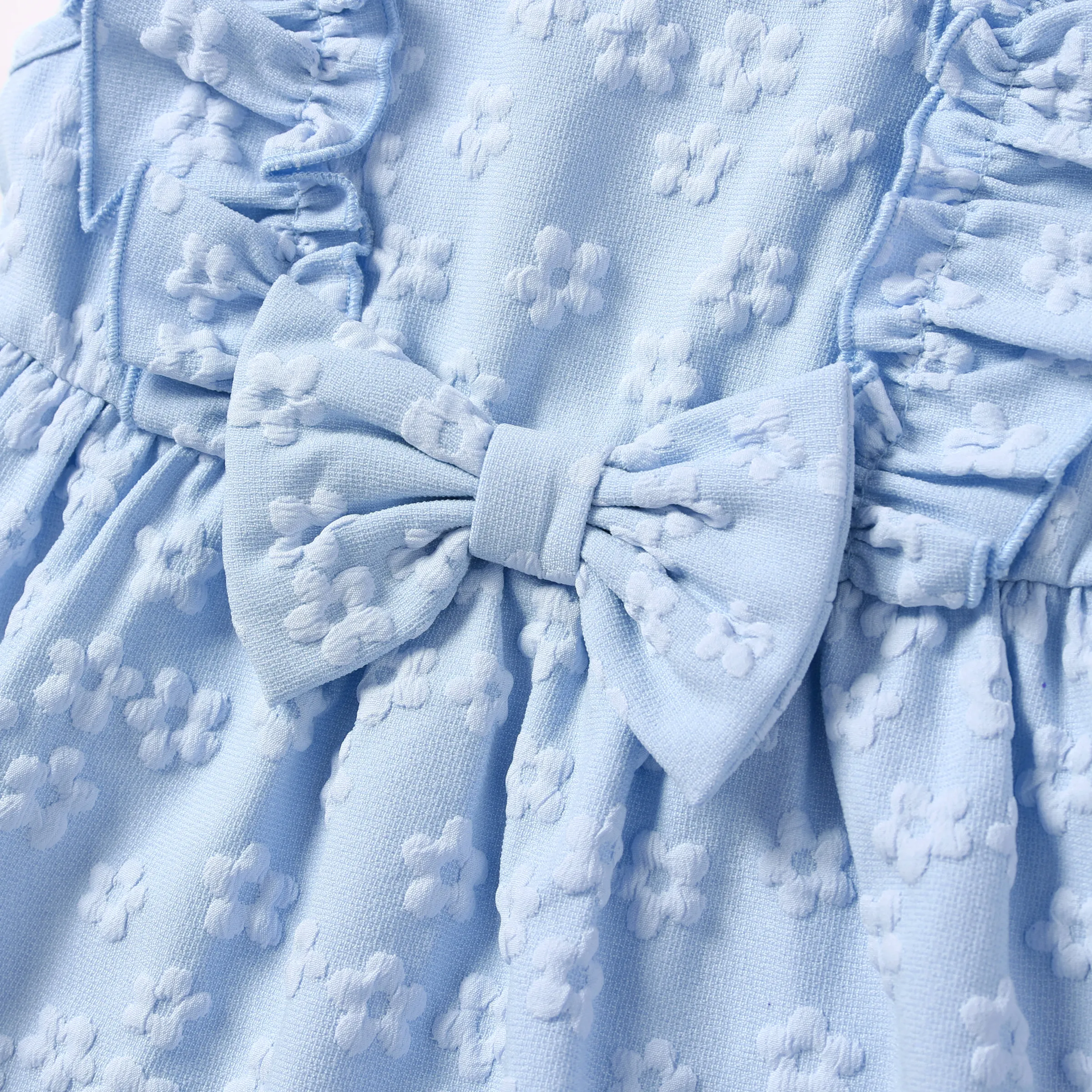 14859-baby-girl-sweet-textured-bowknot-flutter-sleeve-dress-blue-4.webp Baby Girl Sweet Textured Bowknot Flutter-sleeve Dress Blue