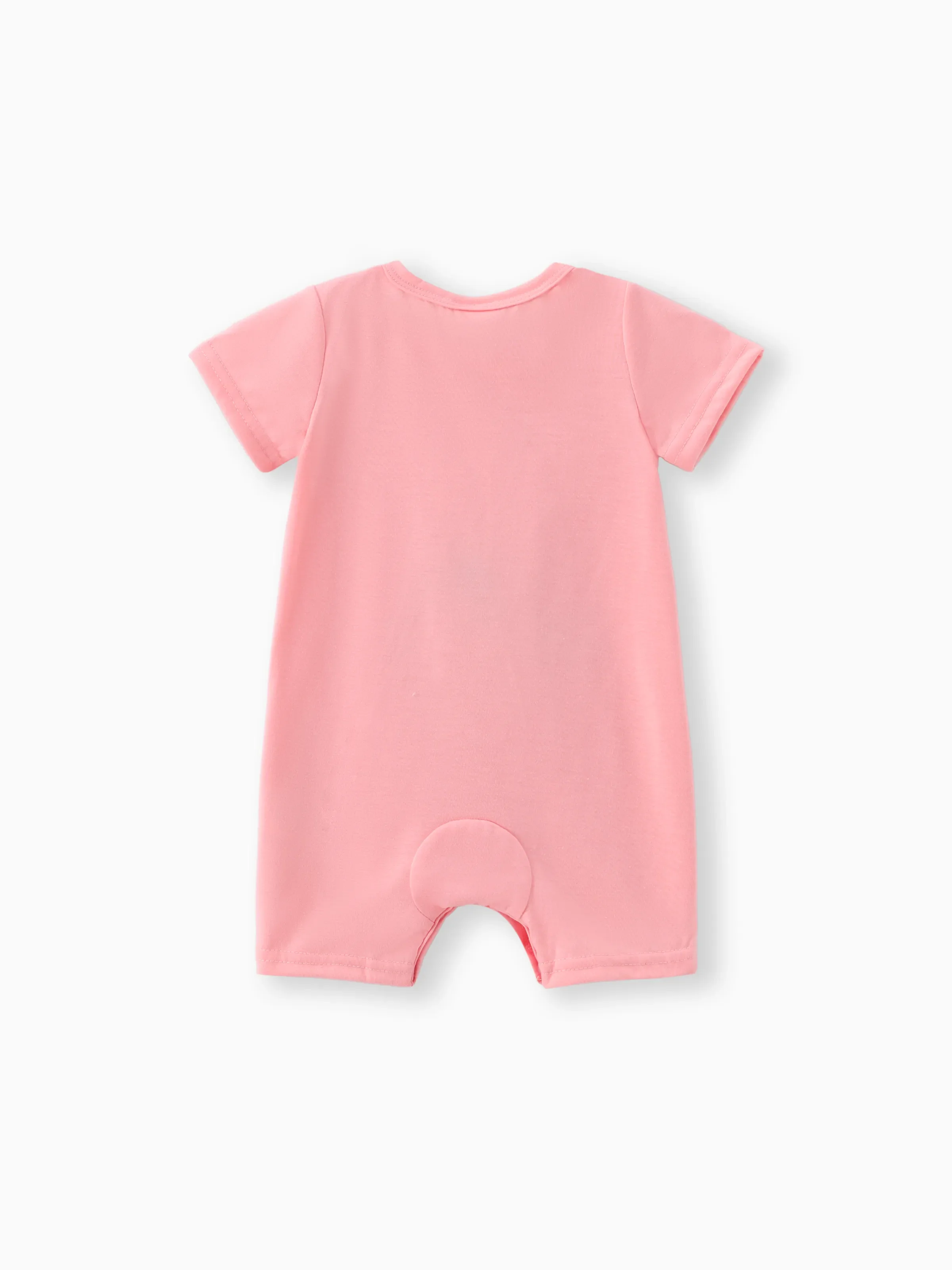 Baby Girl Rabbit Print Short-sleeve Romper Pink