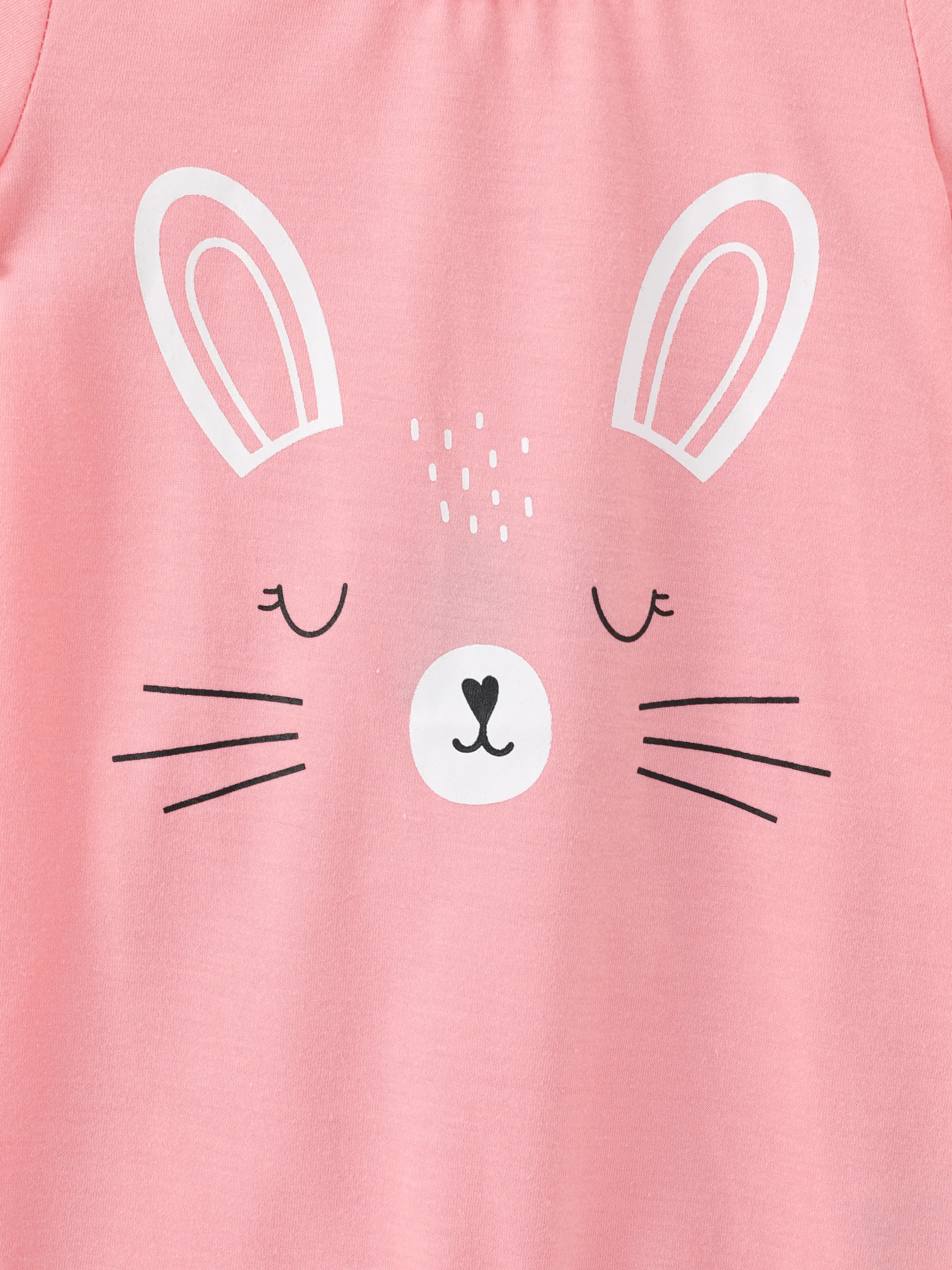 Baby Girl Rabbit Print Short-sleeve Romper Pink