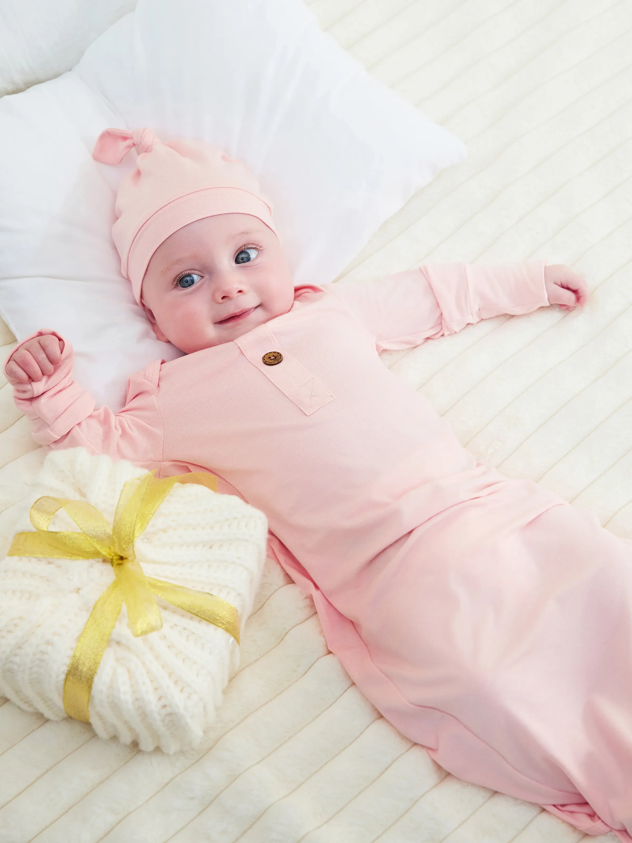 Bamboo Baby Boy/Girl Sleeping Bag Infant Gown with Hat Pink