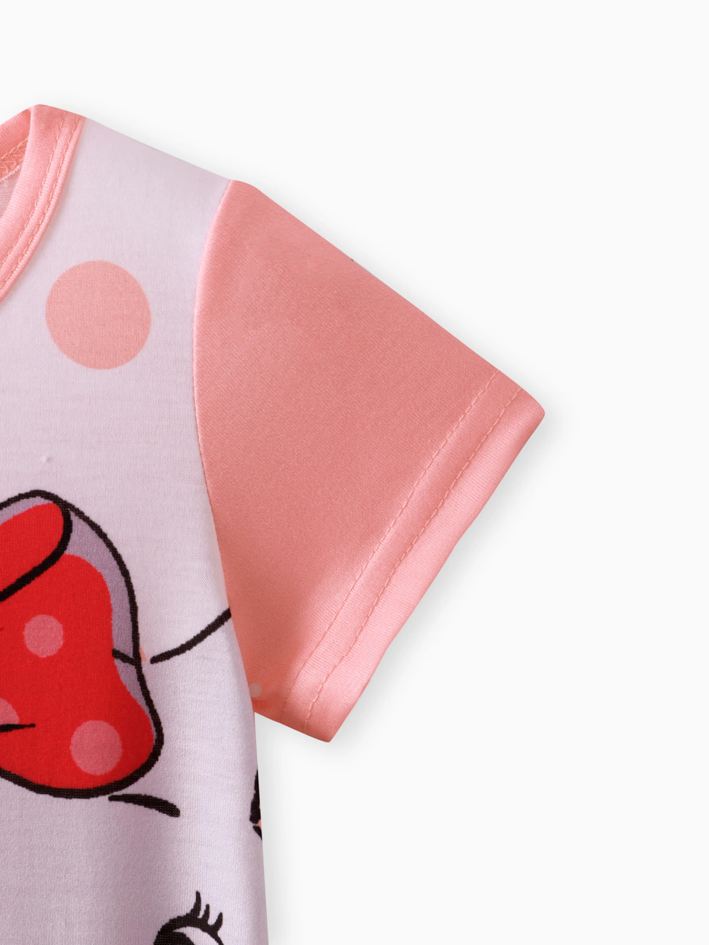 Baby Girl Cartoon Elephant Print Short-sleeve Jumpsuit Pink