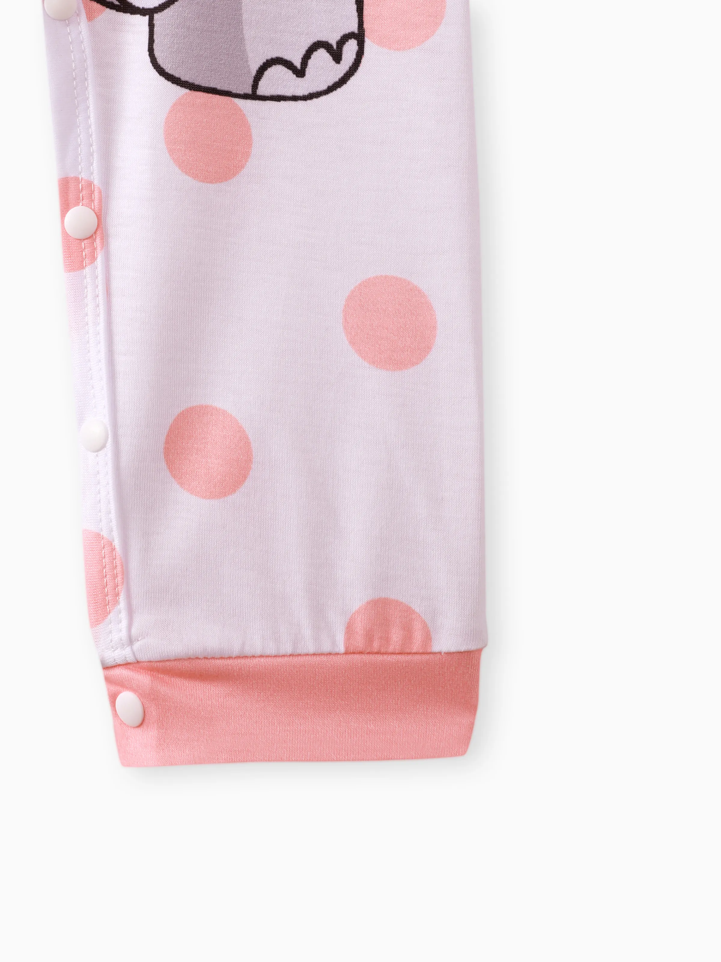 Baby Girl Cartoon Elephant Print Short-sleeve Jumpsuit Pink