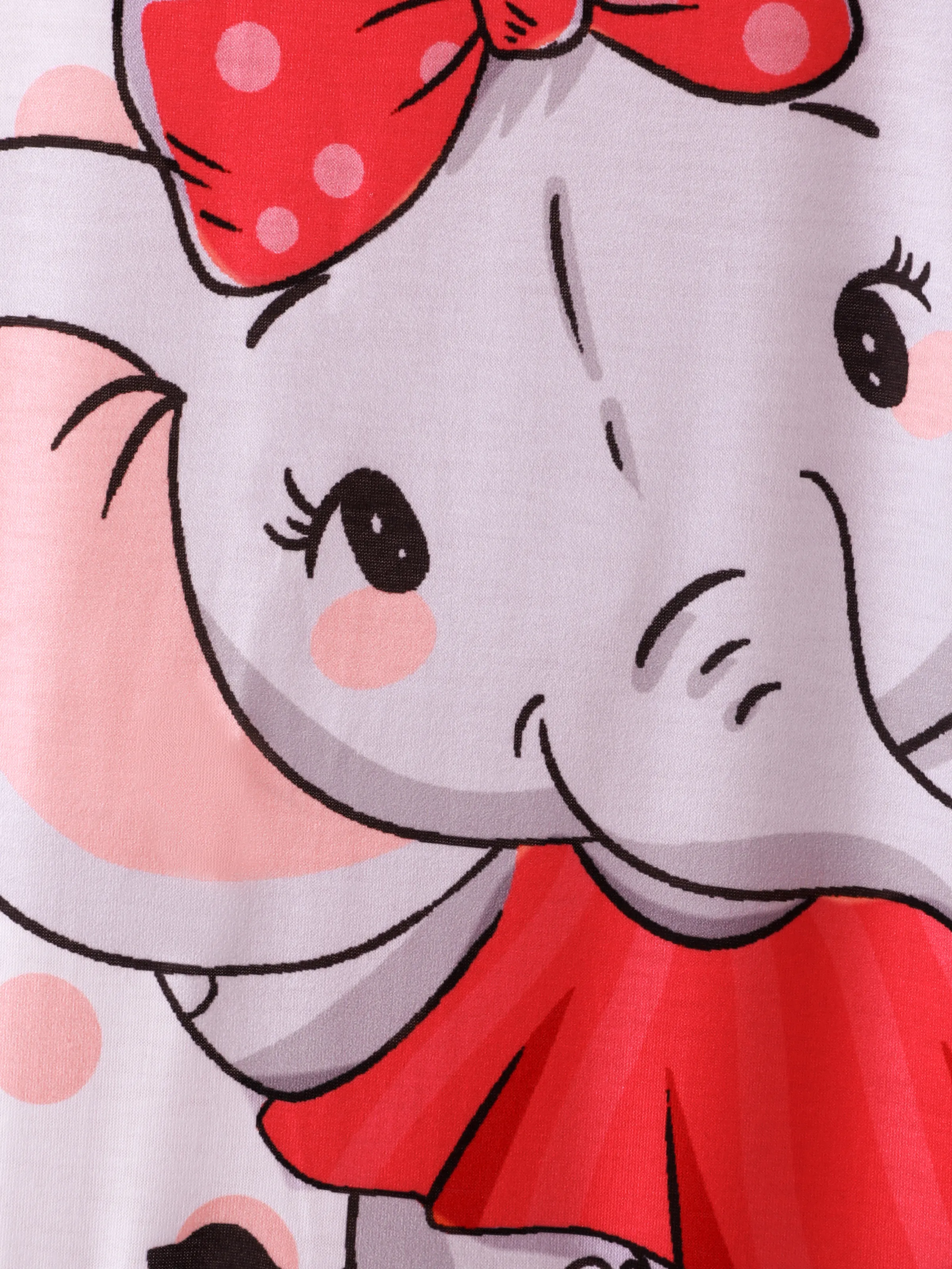 Baby Girl Cartoon Elephant Print Short-sleeve Jumpsuit Pink