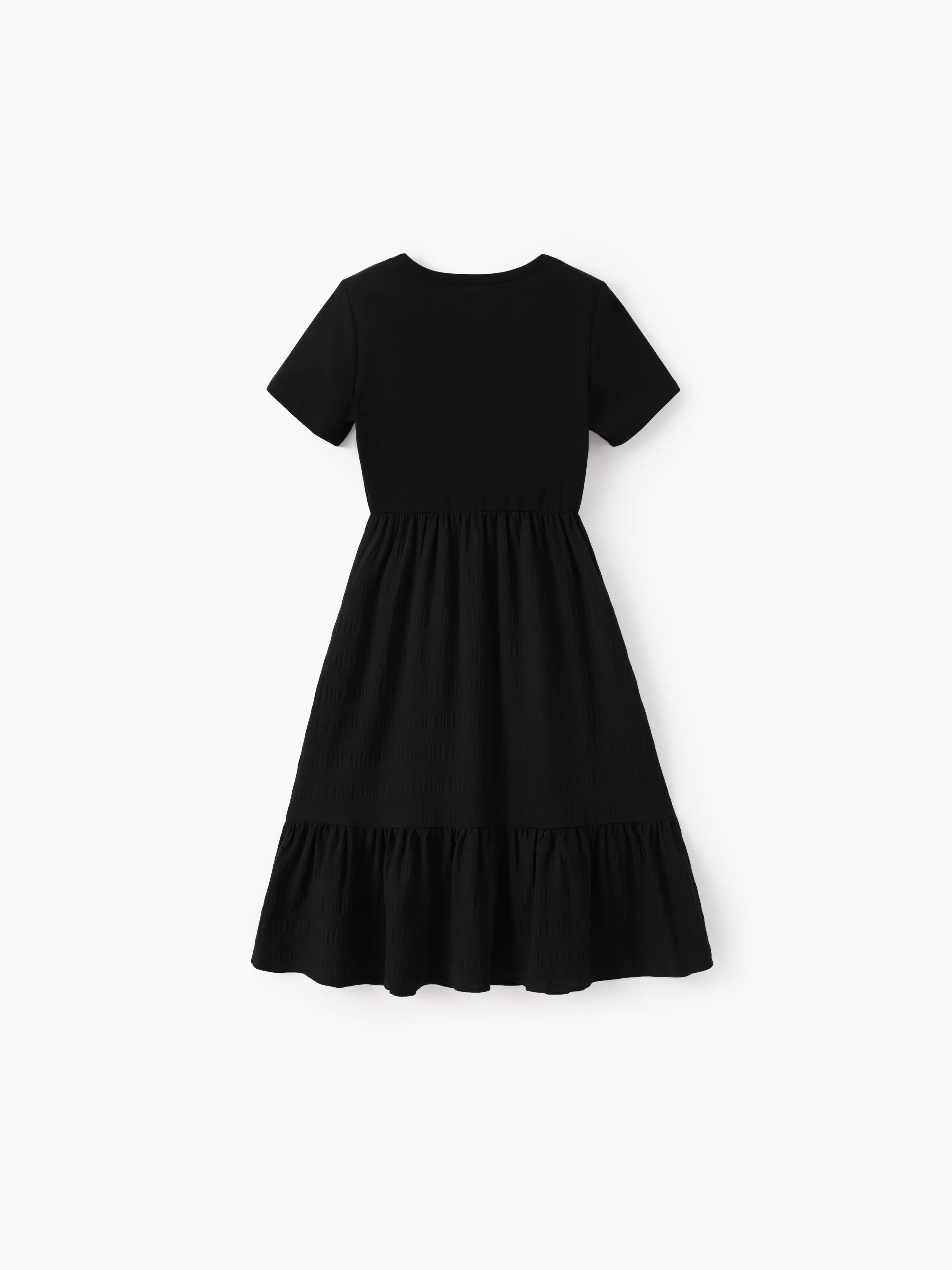 Kid Girl Ruffled Boho Casual Maxi Dress with Pockets Black