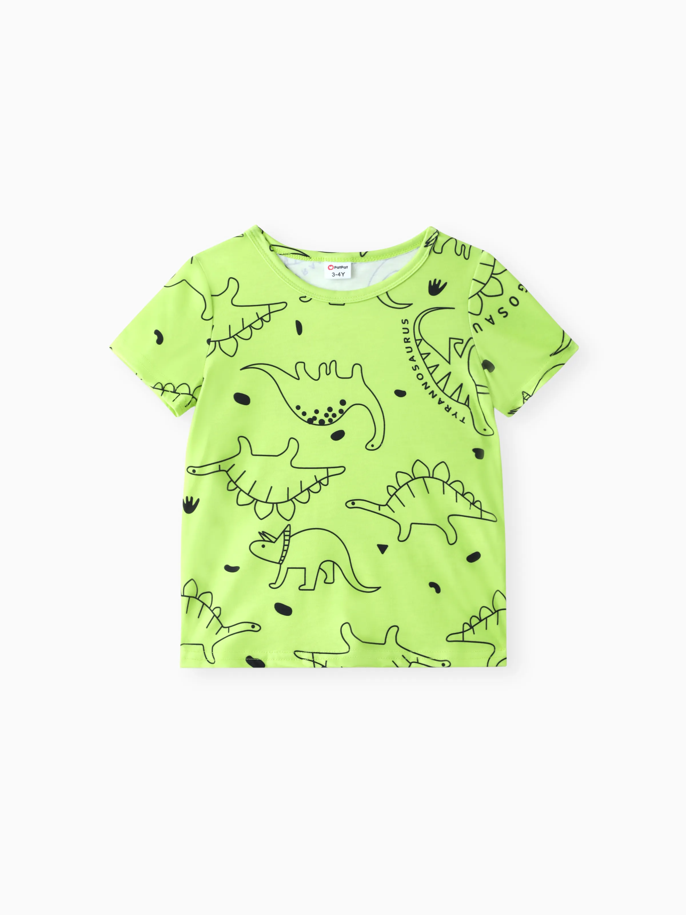Toddler Boy Animal Dinosaur Print Short-sleeve Tee LemonGreen