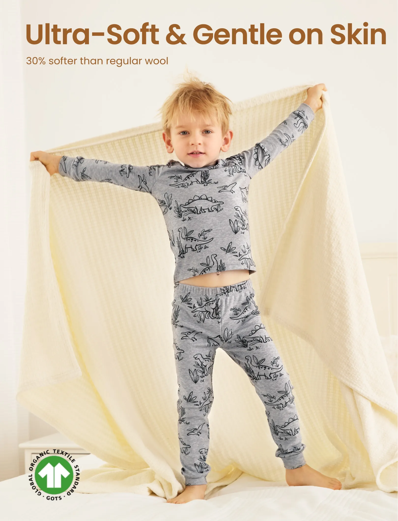 Toddler / Kids 2-piece Pajamas With Animal Print ( Snug-Fitting ) Grey
