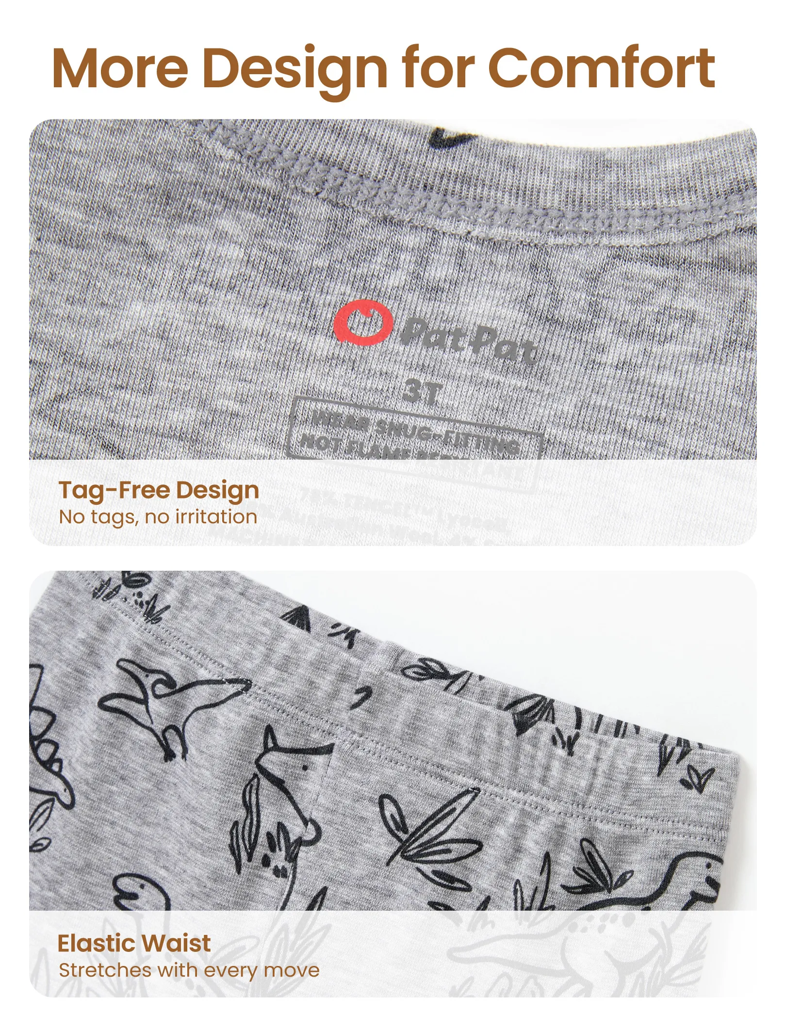 Toddler / Kids 2-piece Pajamas With Animal Print ( Snug-Fitting ) Grey