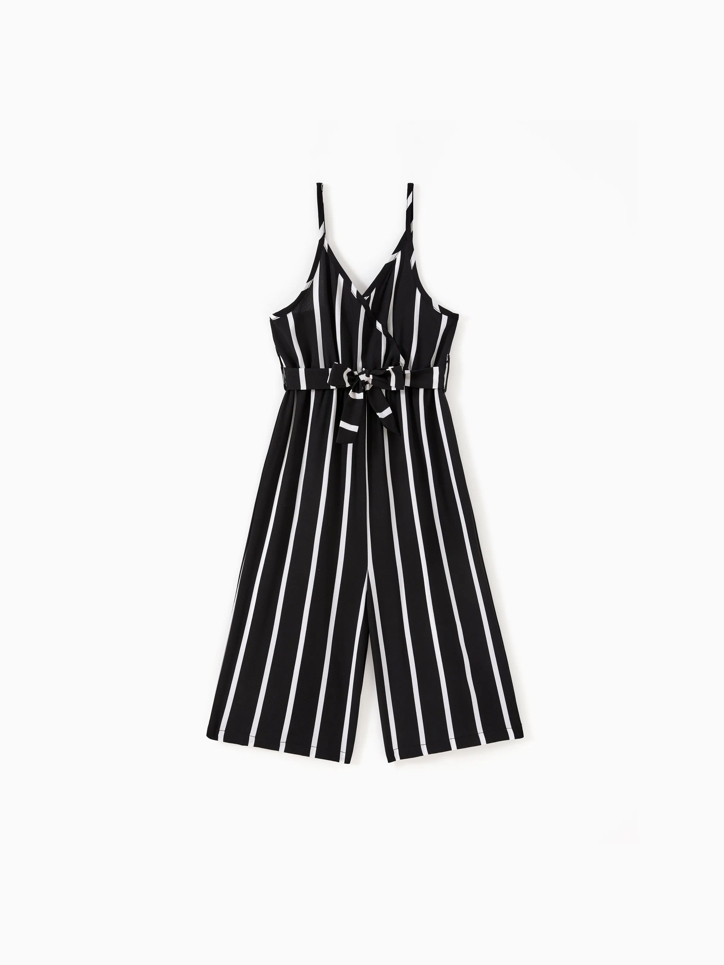 15758-kid-girl-stripe-surplice-neck-belted-cami-jumpsuits-black-1.webp Kid Girl Stripe Surplice Neck Belted Cami Jumpsuits Black