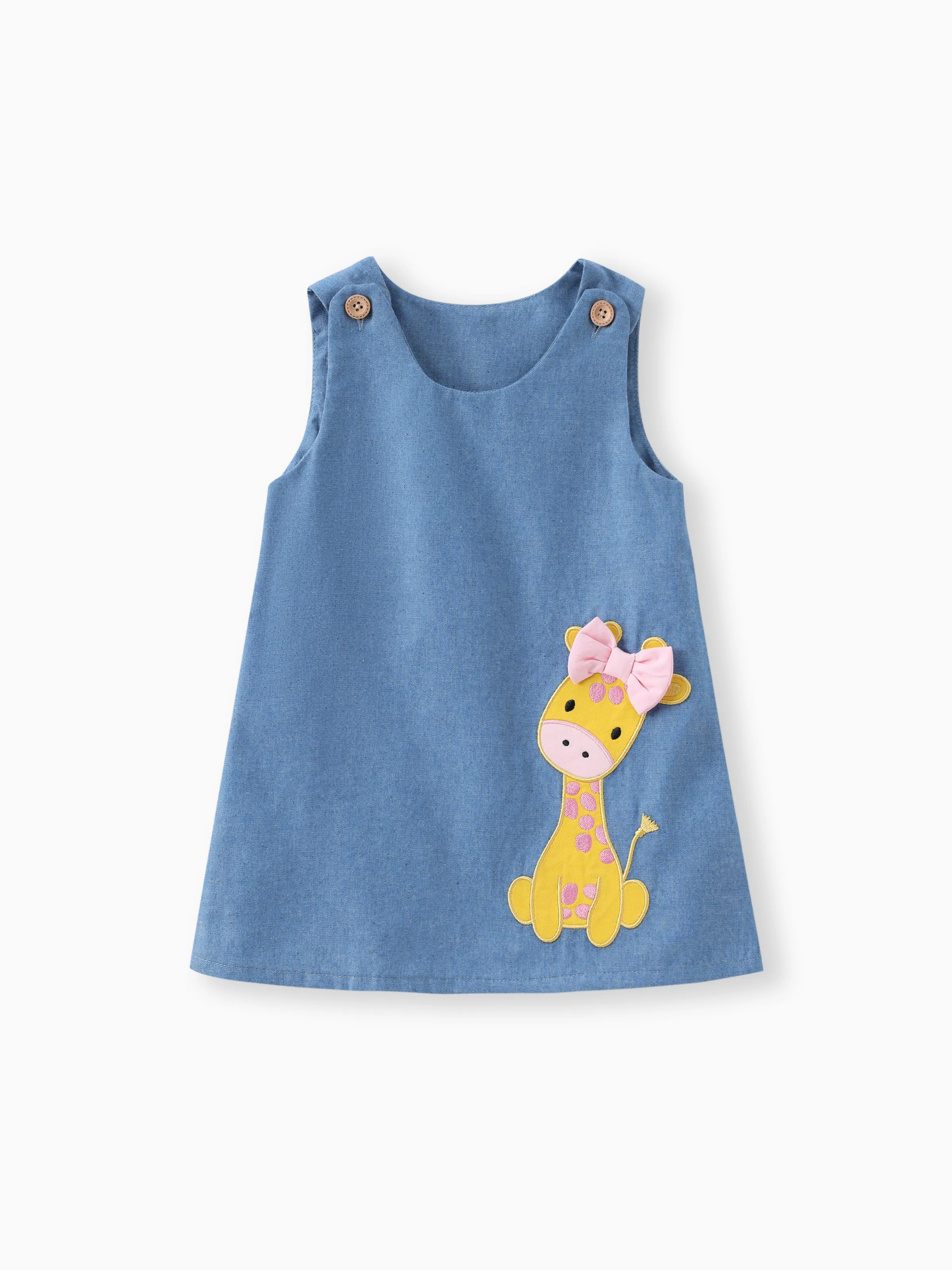15935-baby-girl-giraffe-bowknot-solid-blue-denim-tank-dress-sky-blue-1.webp Baby Girl Giraffe Bowknot Solid Blue Denim Tank Dress Sky blue