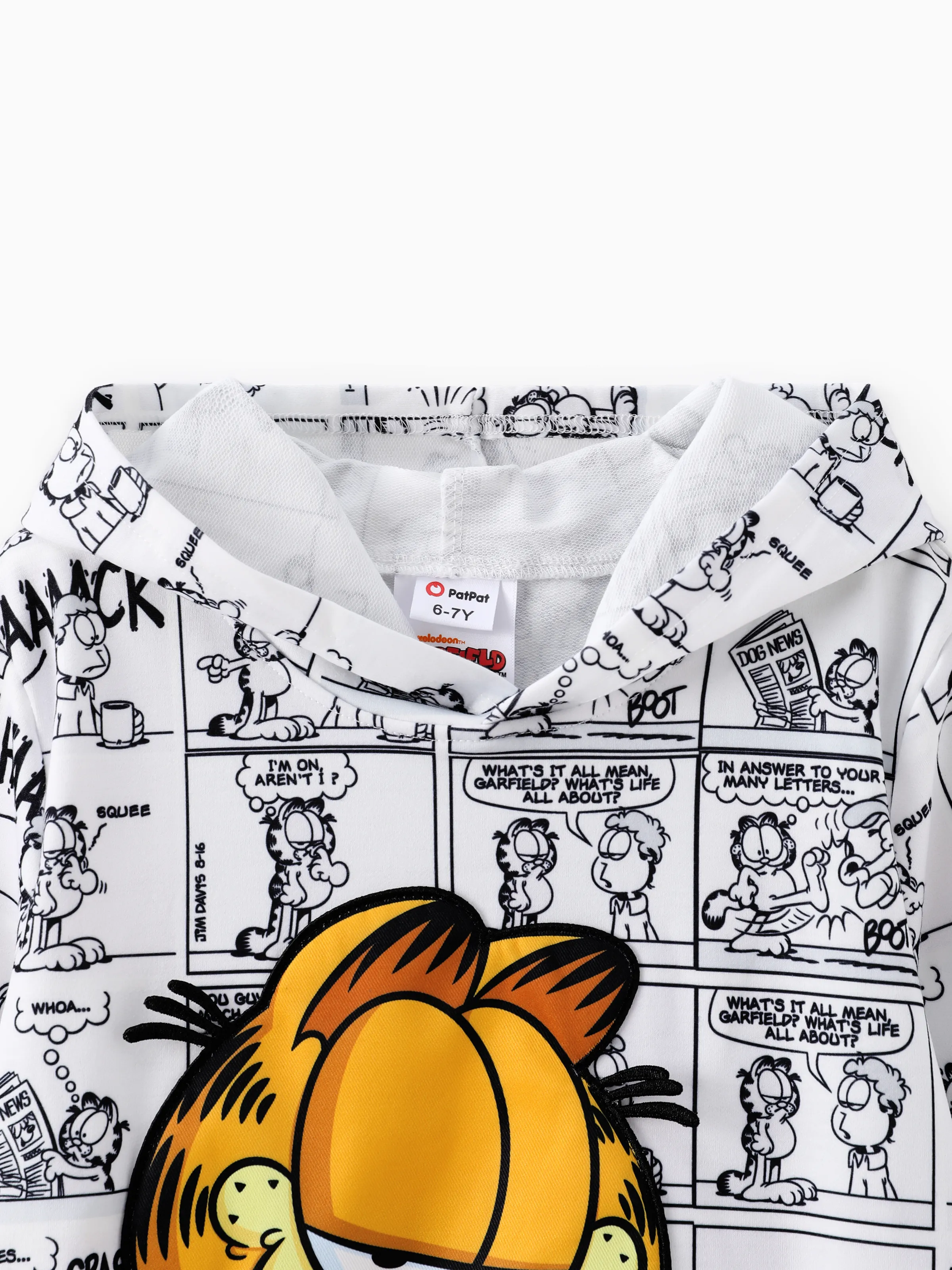 Garfield Kids Boy 1pc Graphic Comic Print Hoodie BlackandWhite
