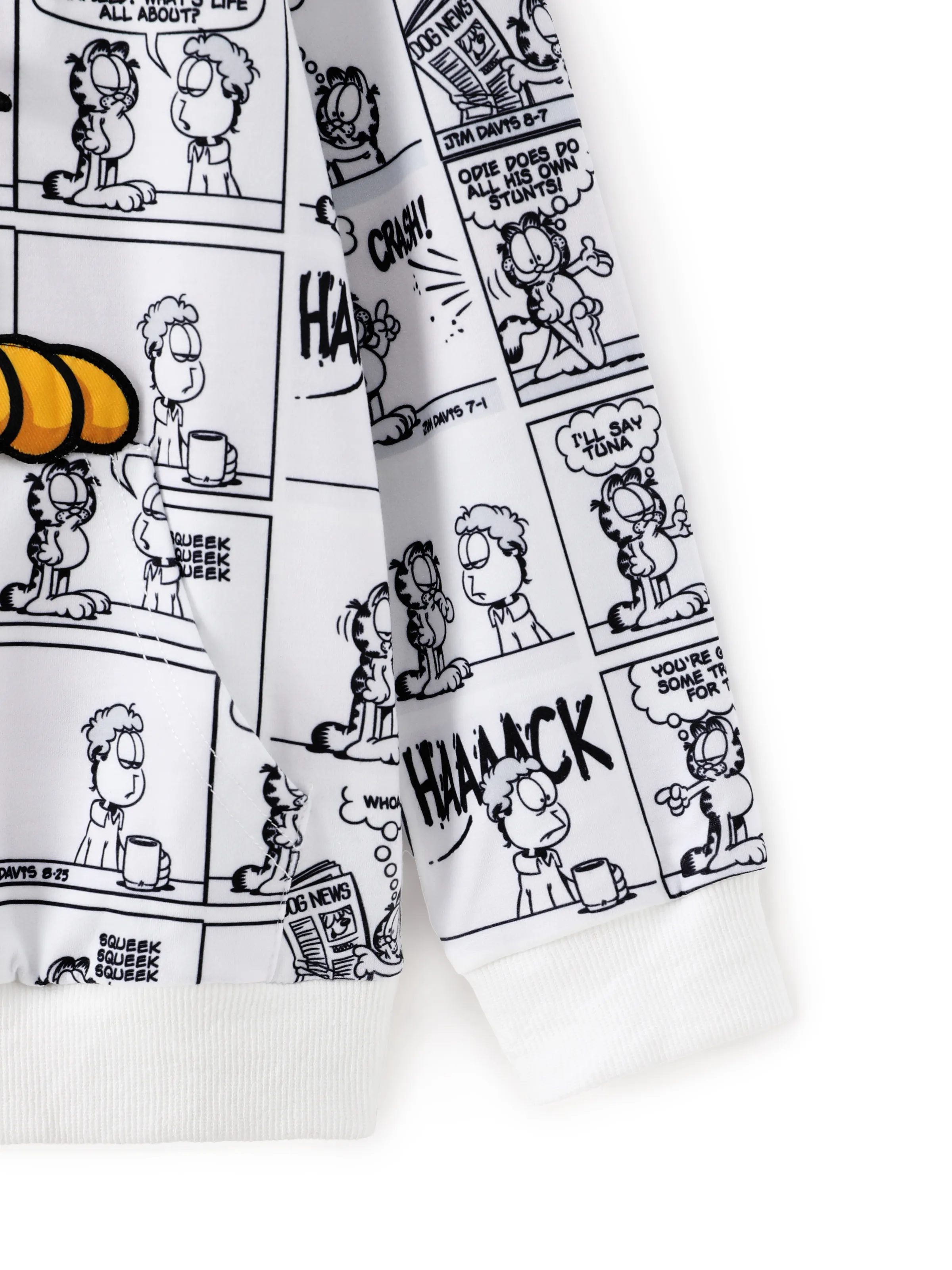 Garfield Kids Boy 1pc Graphic Comic Print Hoodie BlackandWhite
