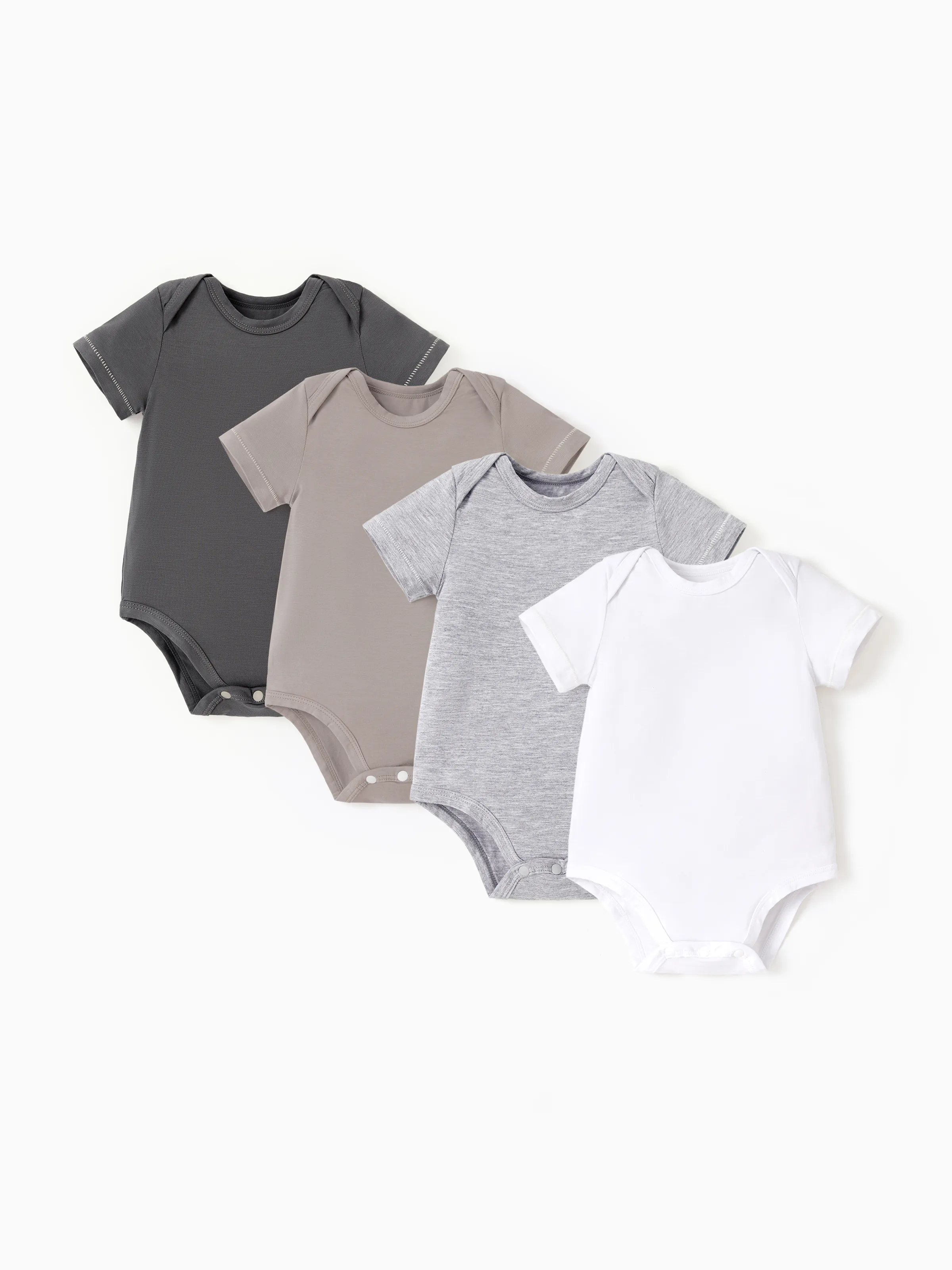 Baby Boy/Girl 4-Piece Modal Solid Color Rompers Set White