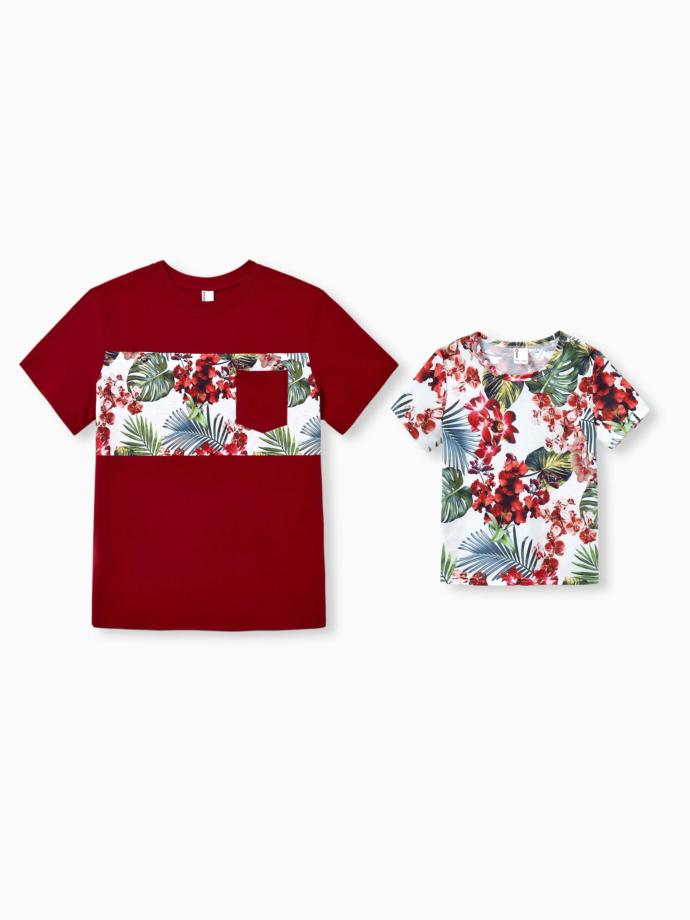 16218-daddy-son-floral-print-outfits-tropical-print-spaghetti-strap-body-con-dress-for-mom-daughter-color-blocked-t-shirts-for-dad-son-perfect-for-summer-va-1.webp Daddy & Son Floral Print Outfits Tropical Print Spaghetti Strap Body-con Dress for Mom & Daughter, Color-Blocked T-Shirts for Dad & Son Perfect for Summer Vacations & Family Photos Red