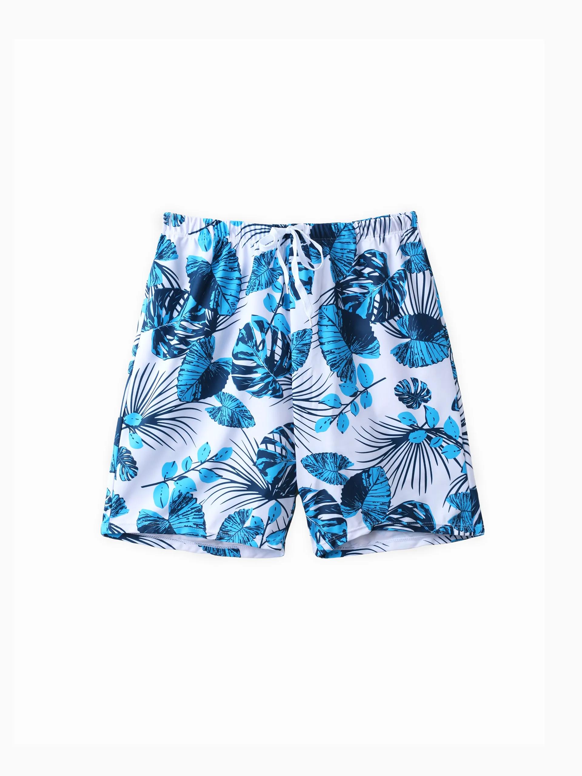 Daddy & Son Drawstring Swim Trunks or Cut Out Lace UP Back One-Piece Swimsuit BLUEWHITE