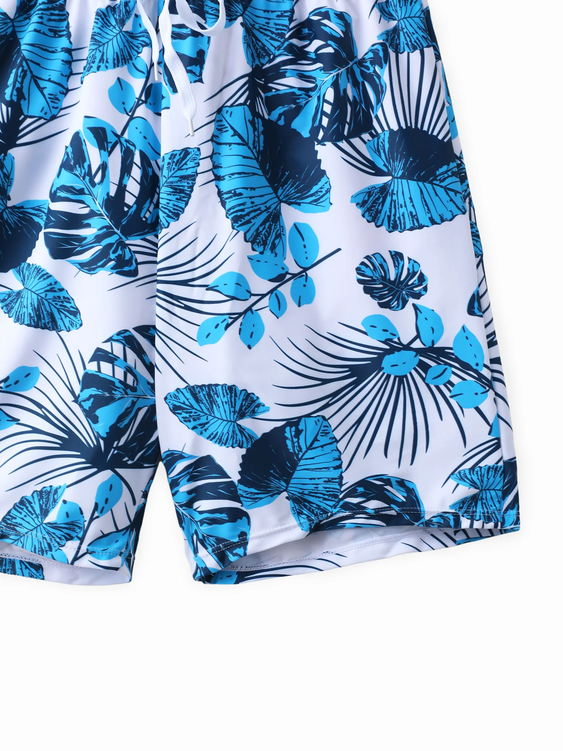 Daddy & Son Drawstring Swim Trunks or Cut Out Lace UP Back One-Piece Swimsuit BLUEWHITE