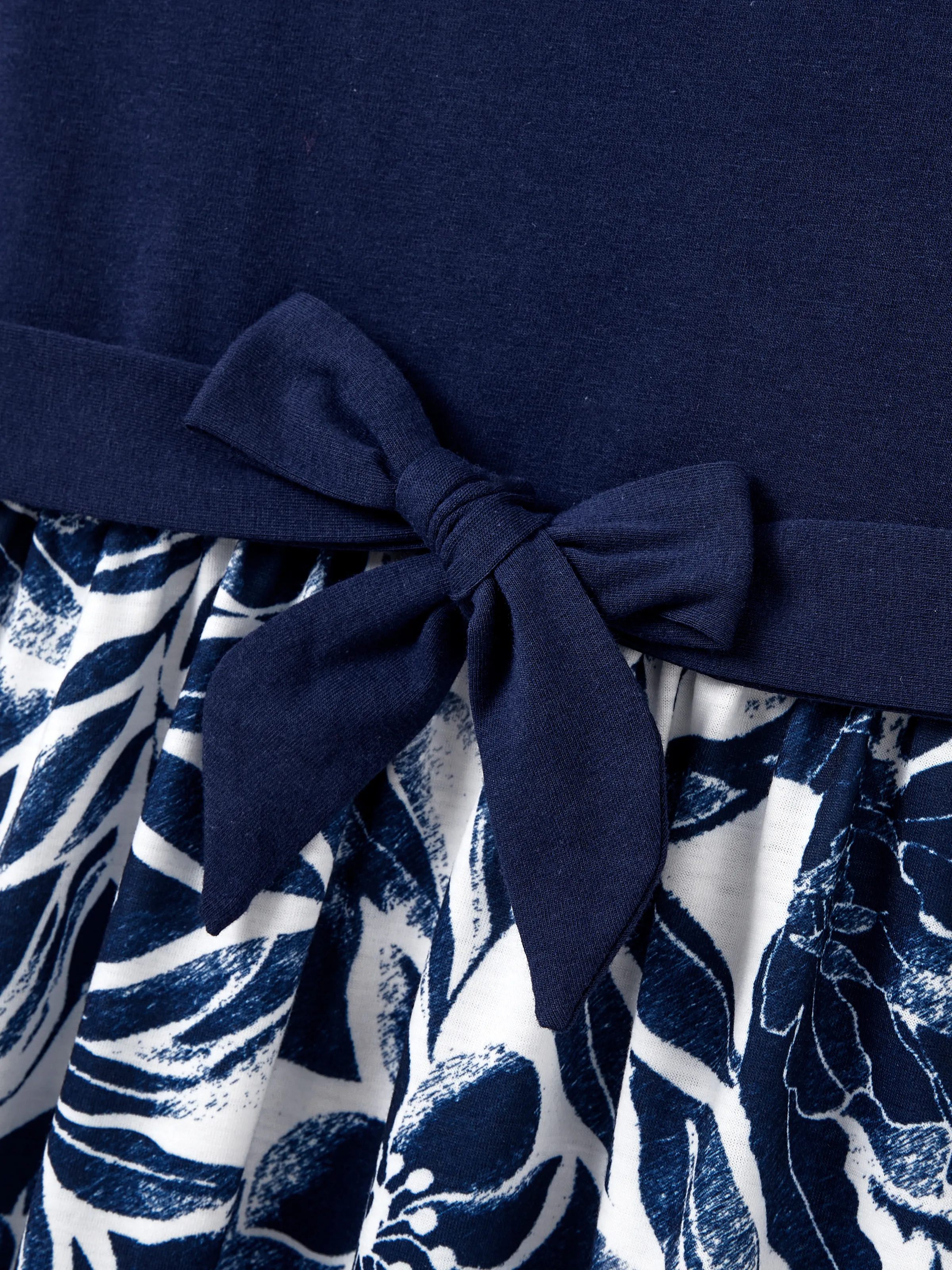 Toddler/Kid Girl Flora Print Splicing Tank Dress Deep Blue
