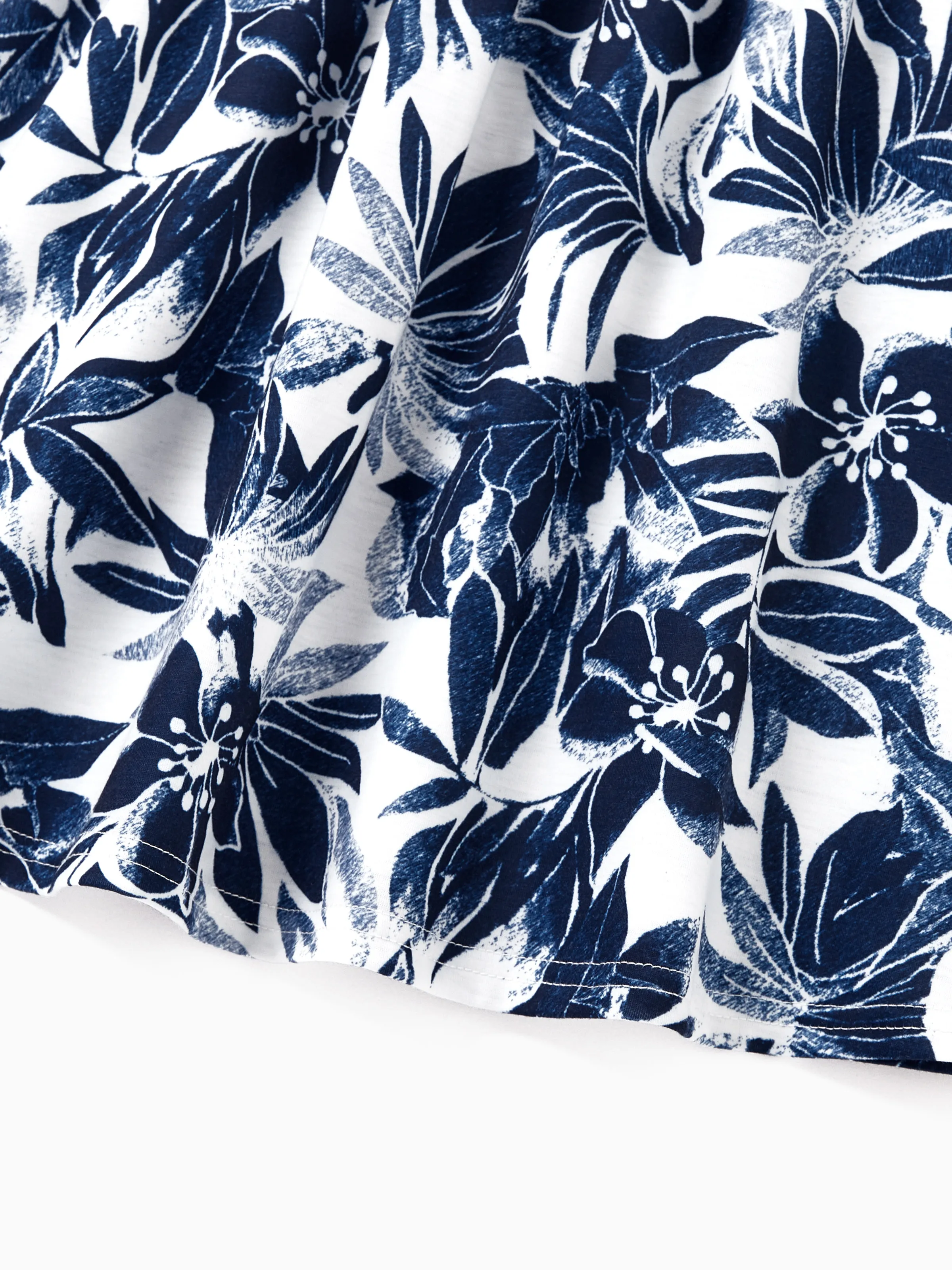 Toddler/Kid Girl Flora Print Splicing Tank Dress Deep Blue
