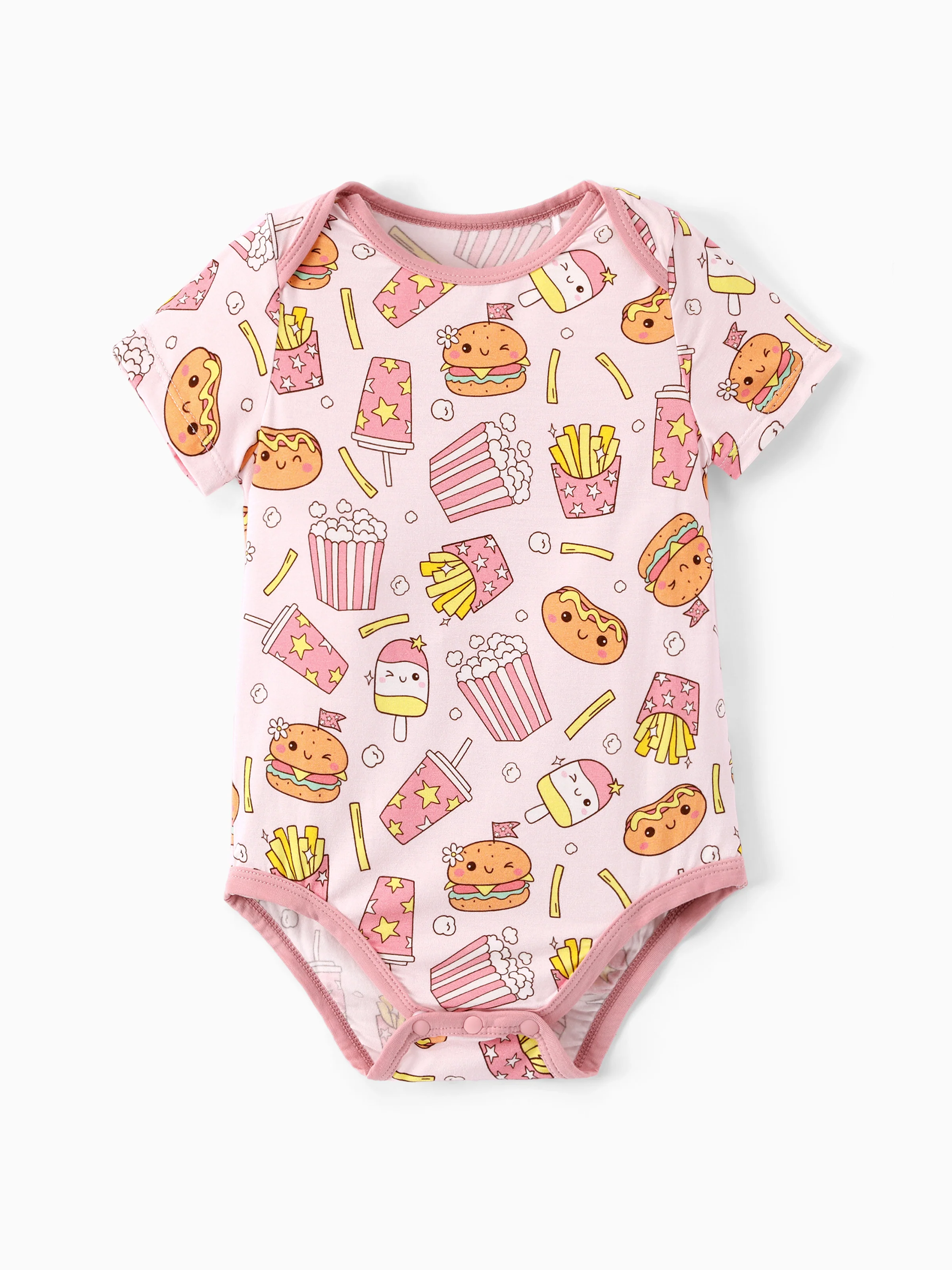 Bamboo Baby Boy/Girl 1pc Allover Print  Bodysuits  Light Pink