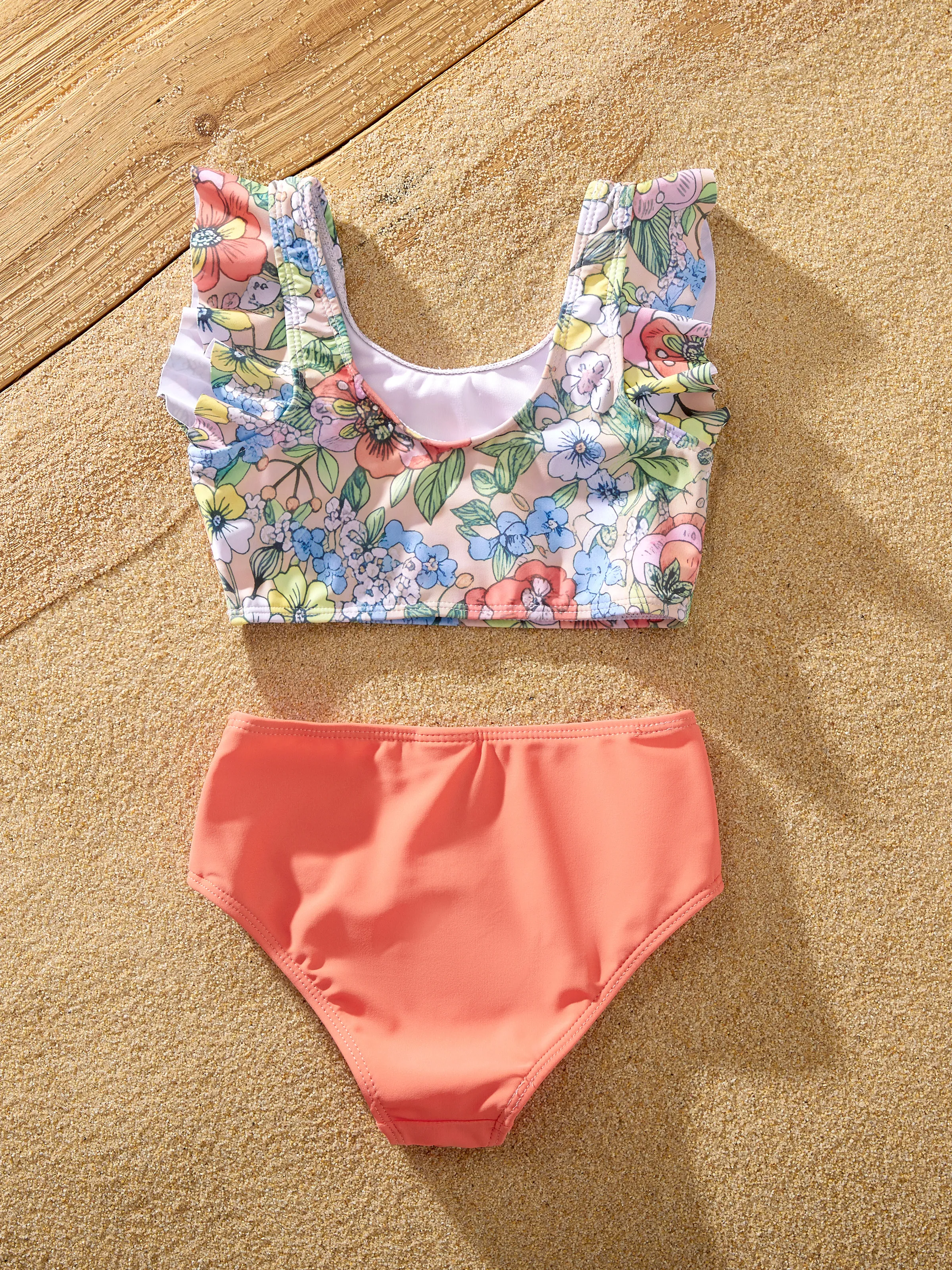 Toddler Girl Floral Swimwear Bikini Set for Girls, Cute Beach Outfits for Vacation & Pool Days Multi-color
