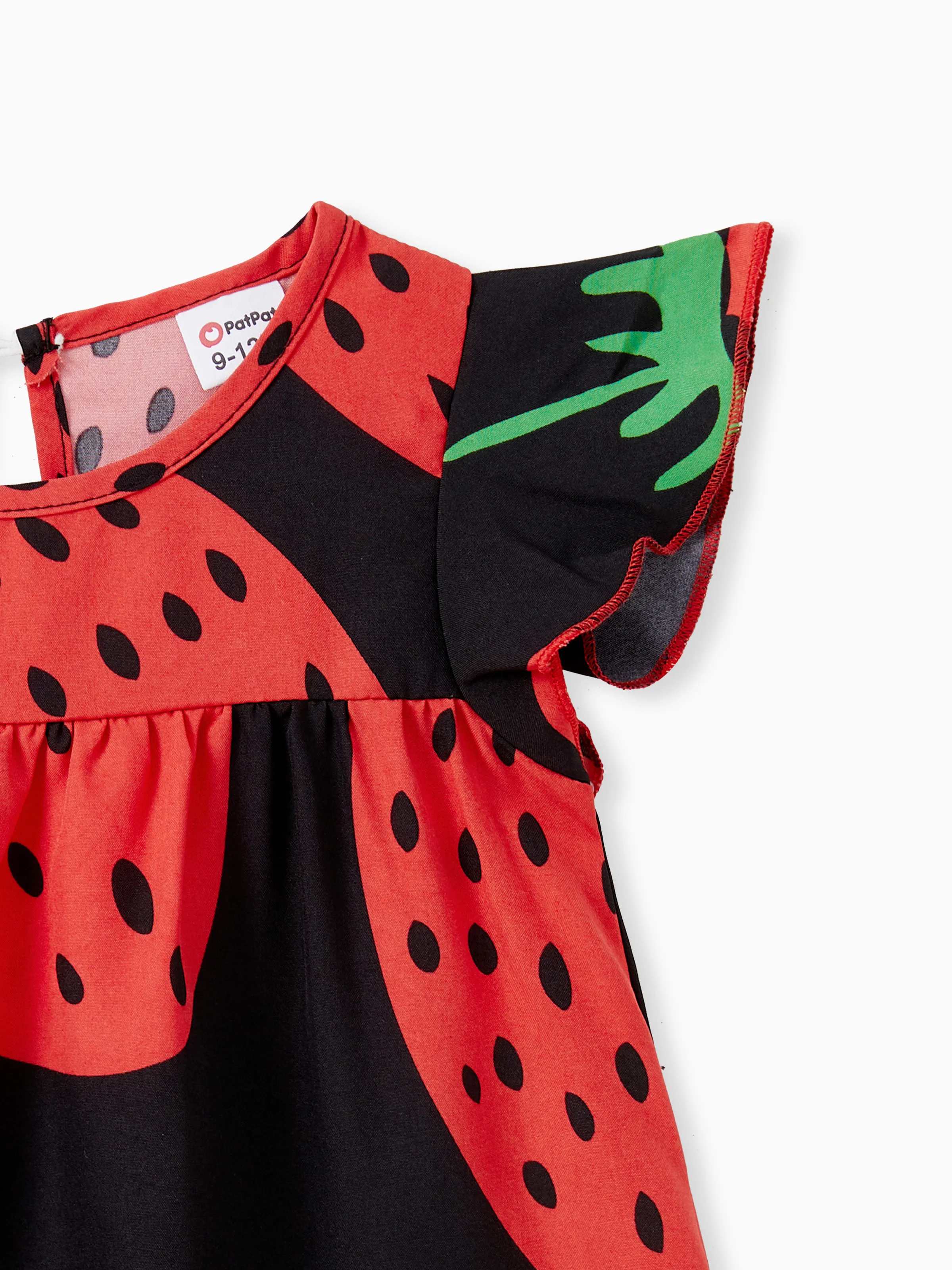 Baby Girl Strawberry Print Flutter-sleeve Dress Red