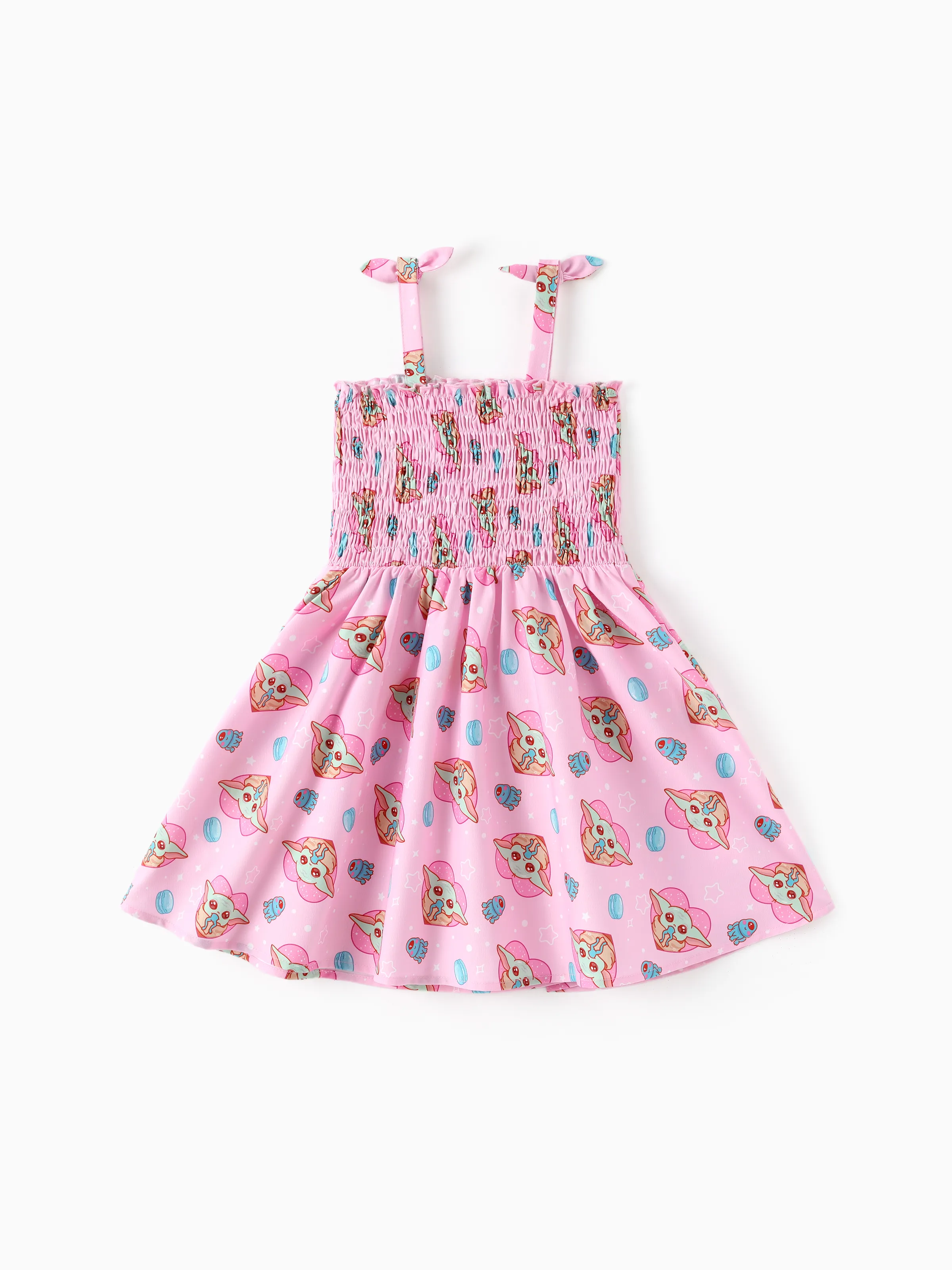 Star Wars Toddler/Kid Girl Grogu Smocked Bodice Allover Print Dress Pink