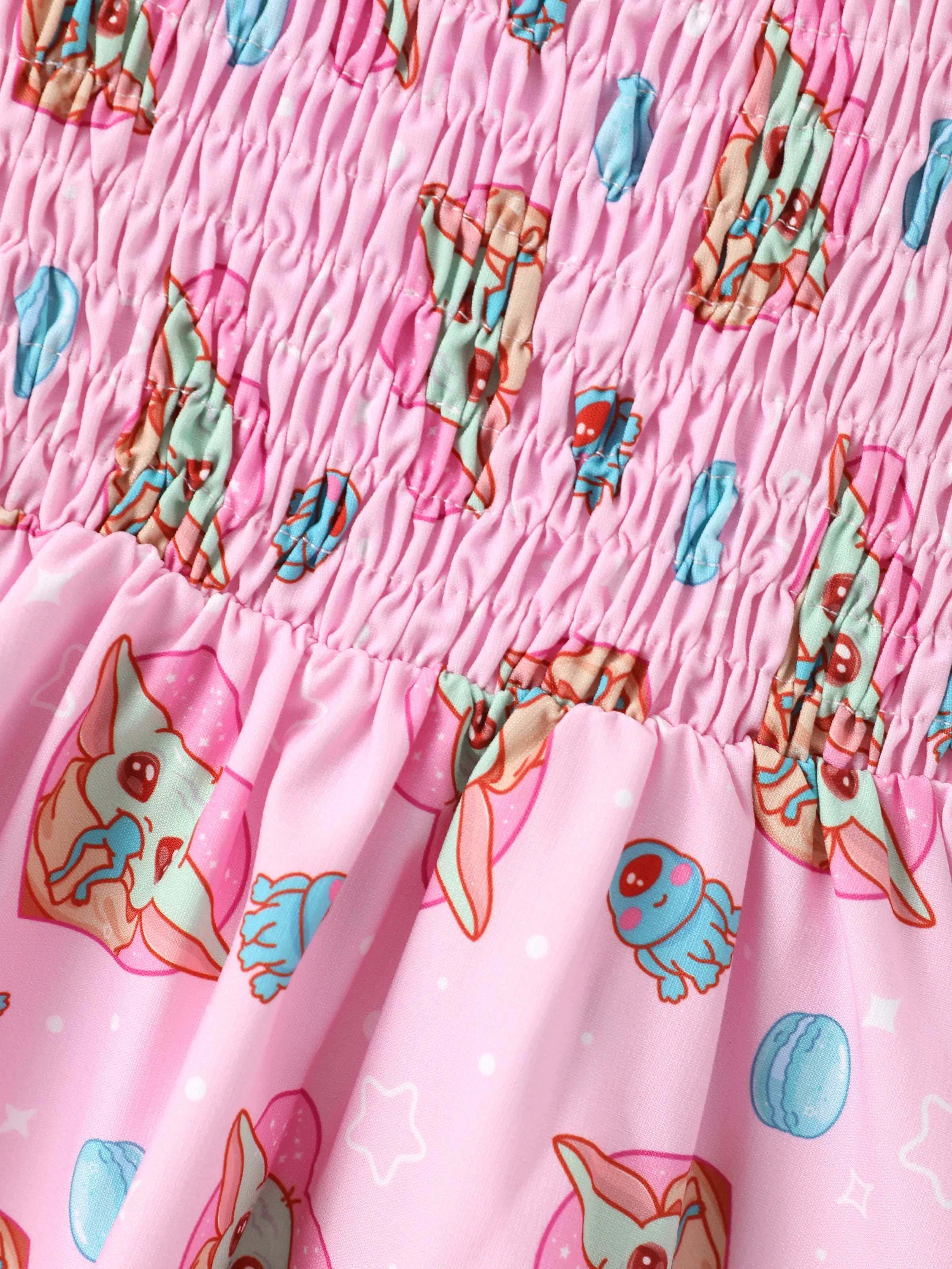 Star Wars Toddler/Kid Girl Grogu Smocked Bodice Allover Print Dress Pink