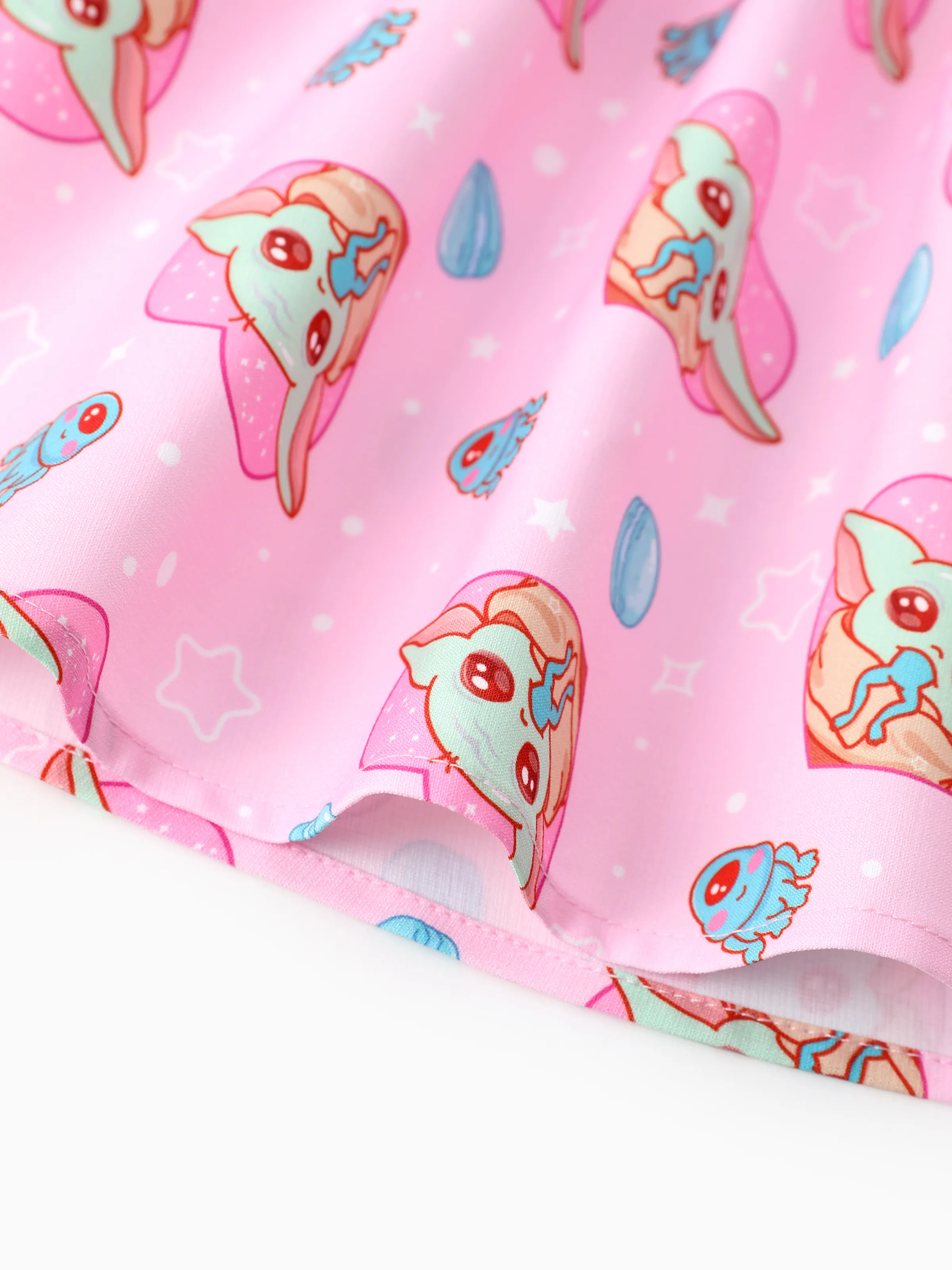 Star Wars Toddler/Kid Girl Grogu Smocked Bodice Allover Print Dress Pink