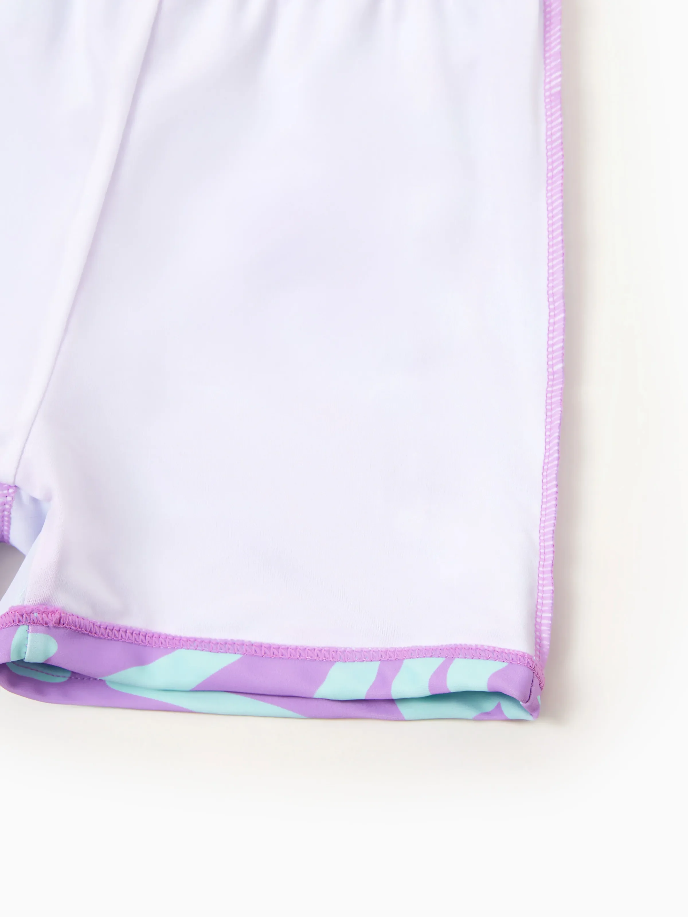 Daddy & Son Trendy Purple & Blue Wave Print Swim Trunks Purple
