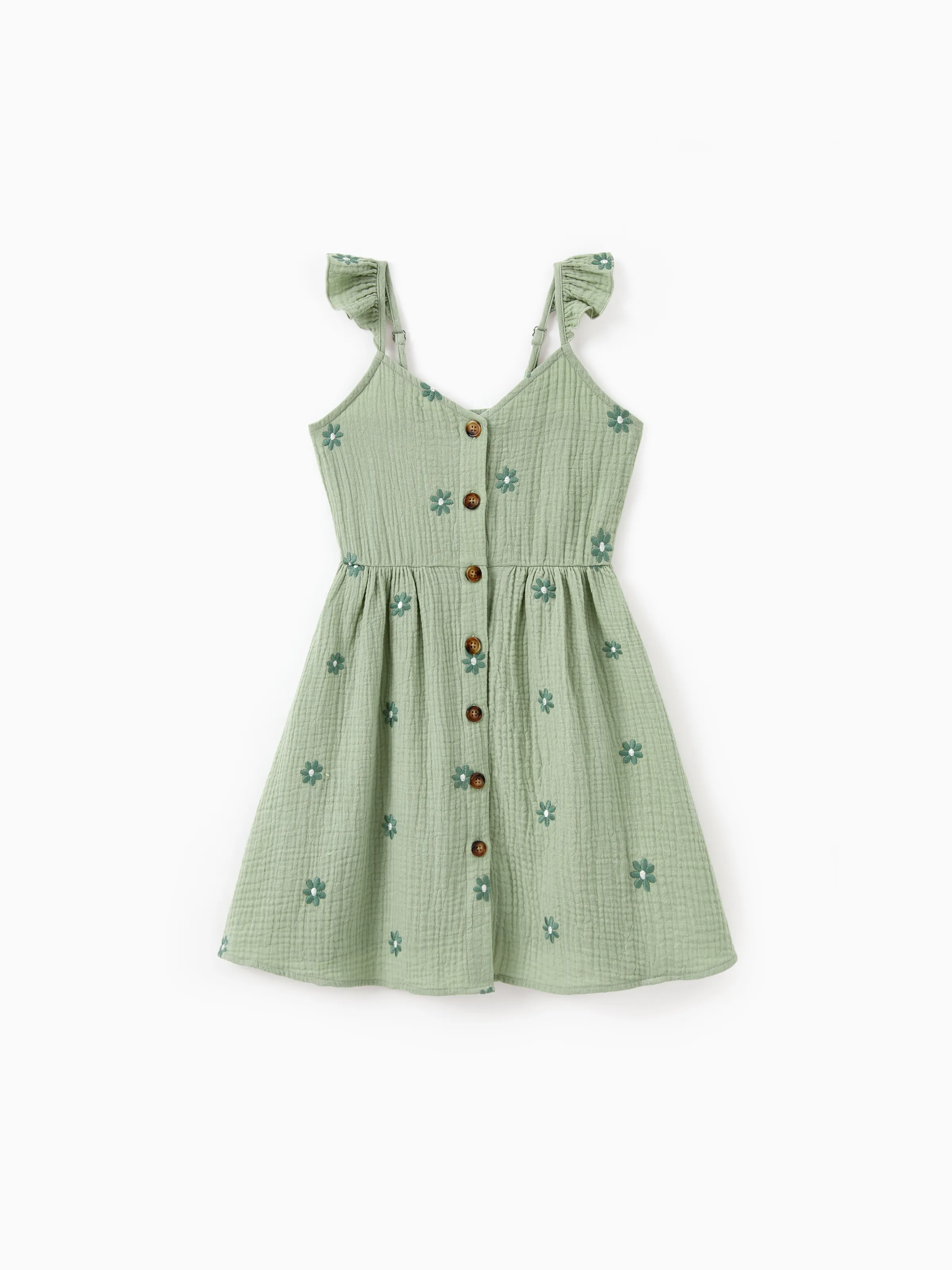 17197-toddler-kid-girl-floral-cotton-dresses-for-button-down-smocked-floral-strap-ruffle-dress-with-bow-perfect-for-summer-family-outings-photos-pale-green-1.webp Toddler/Kid Girl Floral Cotton Dresses for Button-Down Smocked Floral Strap Ruffle Dress with Bow, Perfect for Summer Family Outings & Photos Pale Green