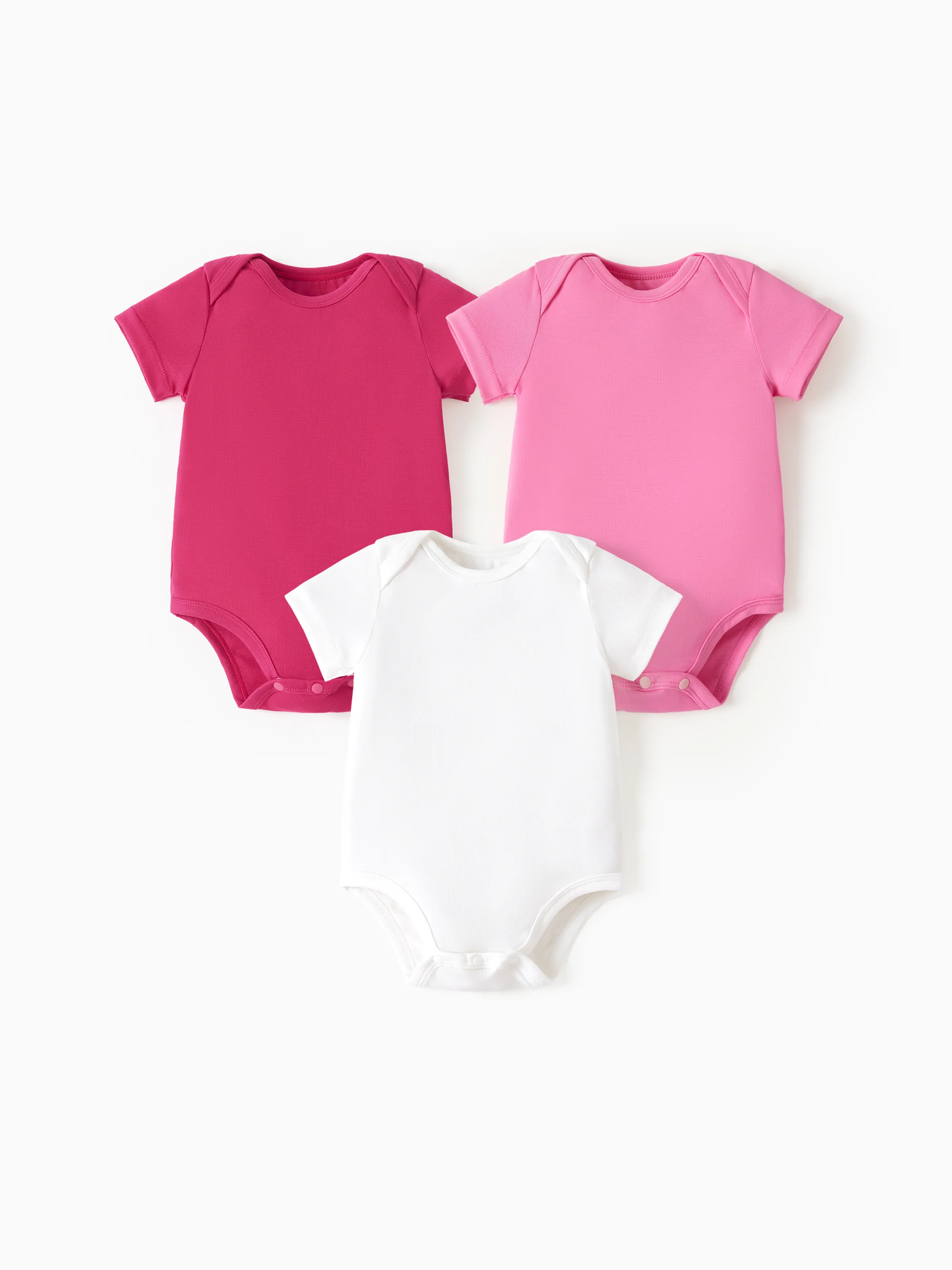 Baby Boy/Girl 3-Pack Lyocell Solid Color Romper Brick red