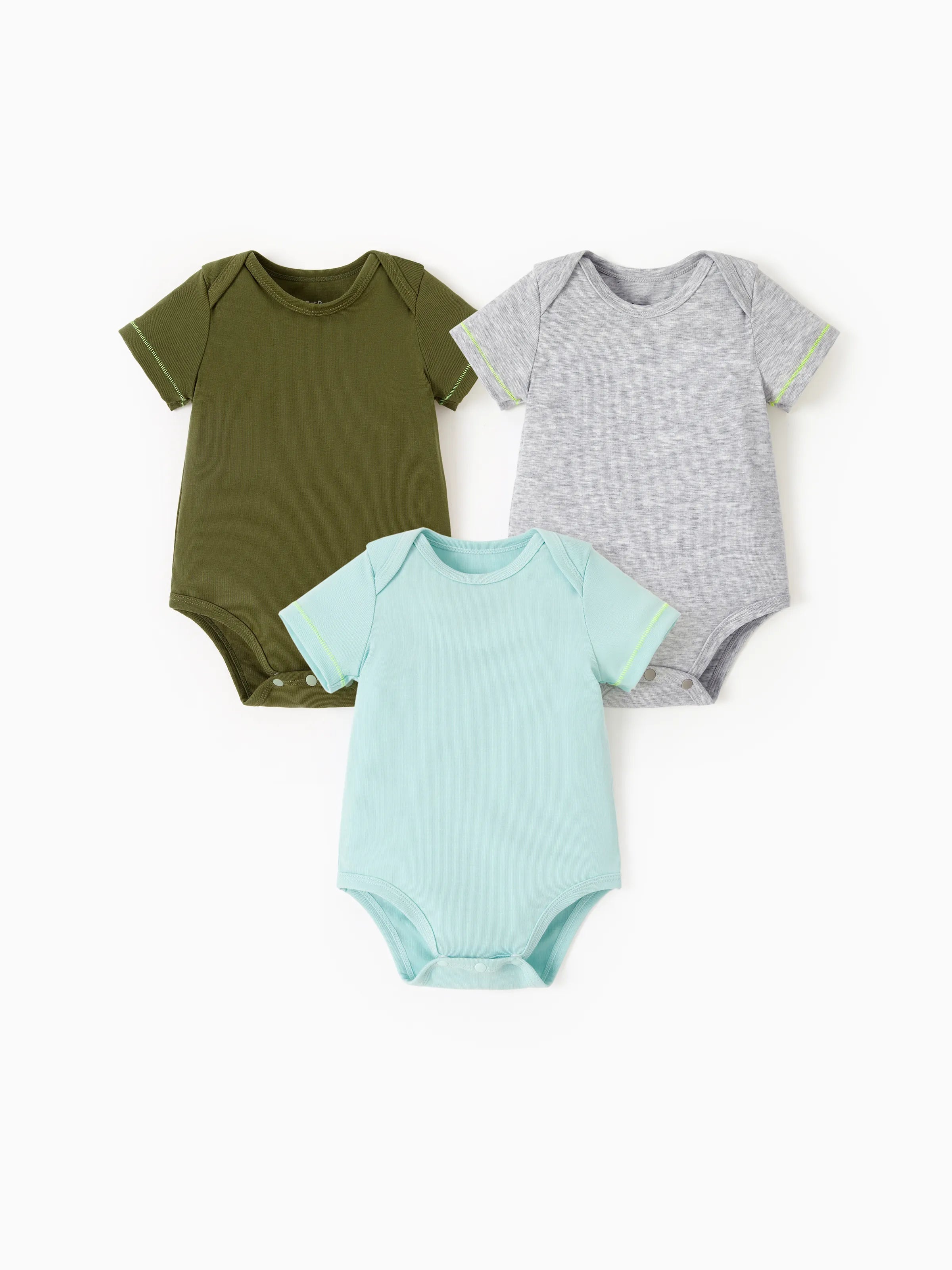 Baby Boy/Girl 3-Pack Lyocell Solid Color Romper Dark Green