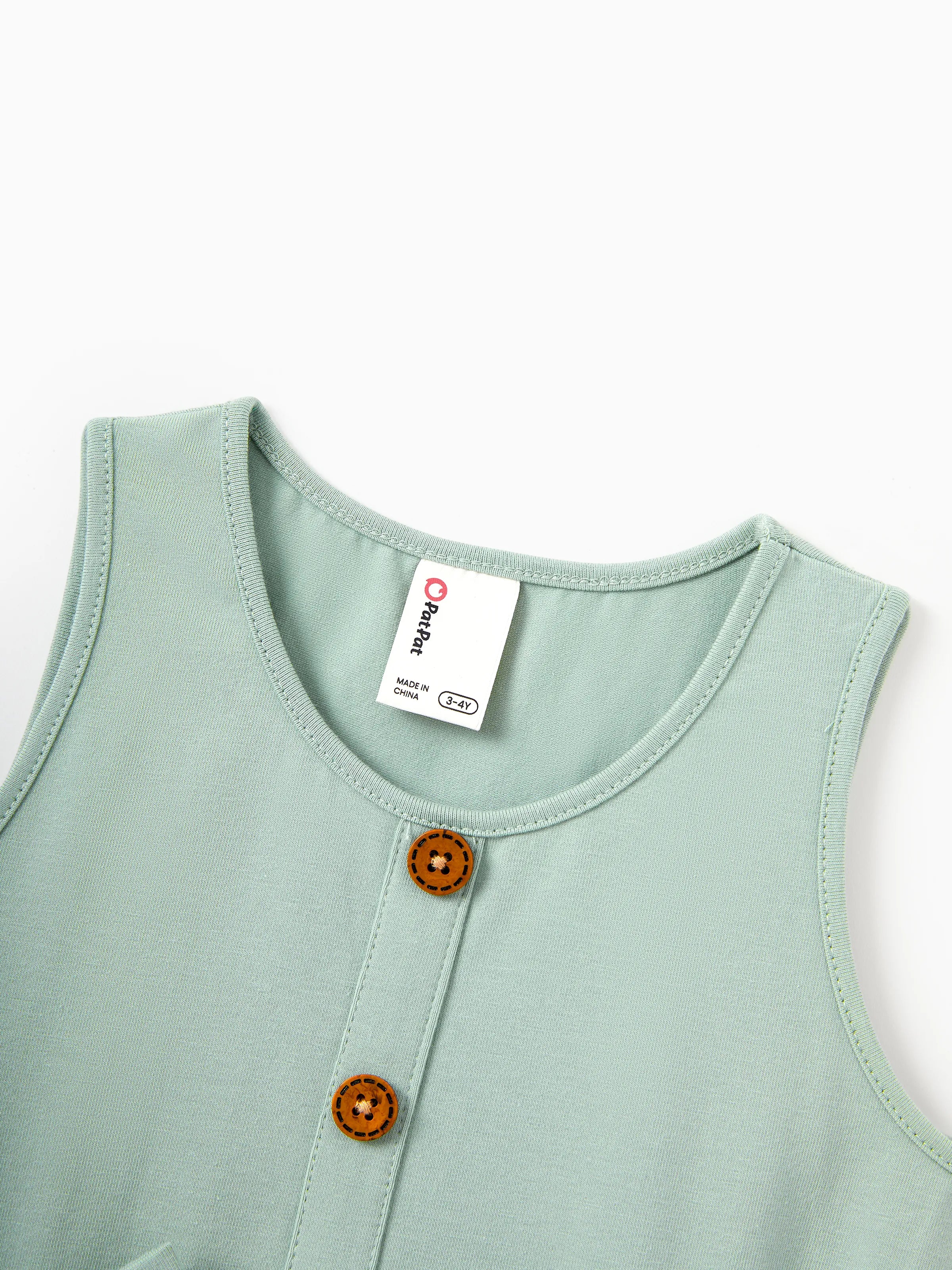 Toddler/Kid Girl Tropical Print Tank Bowknot Dress Green