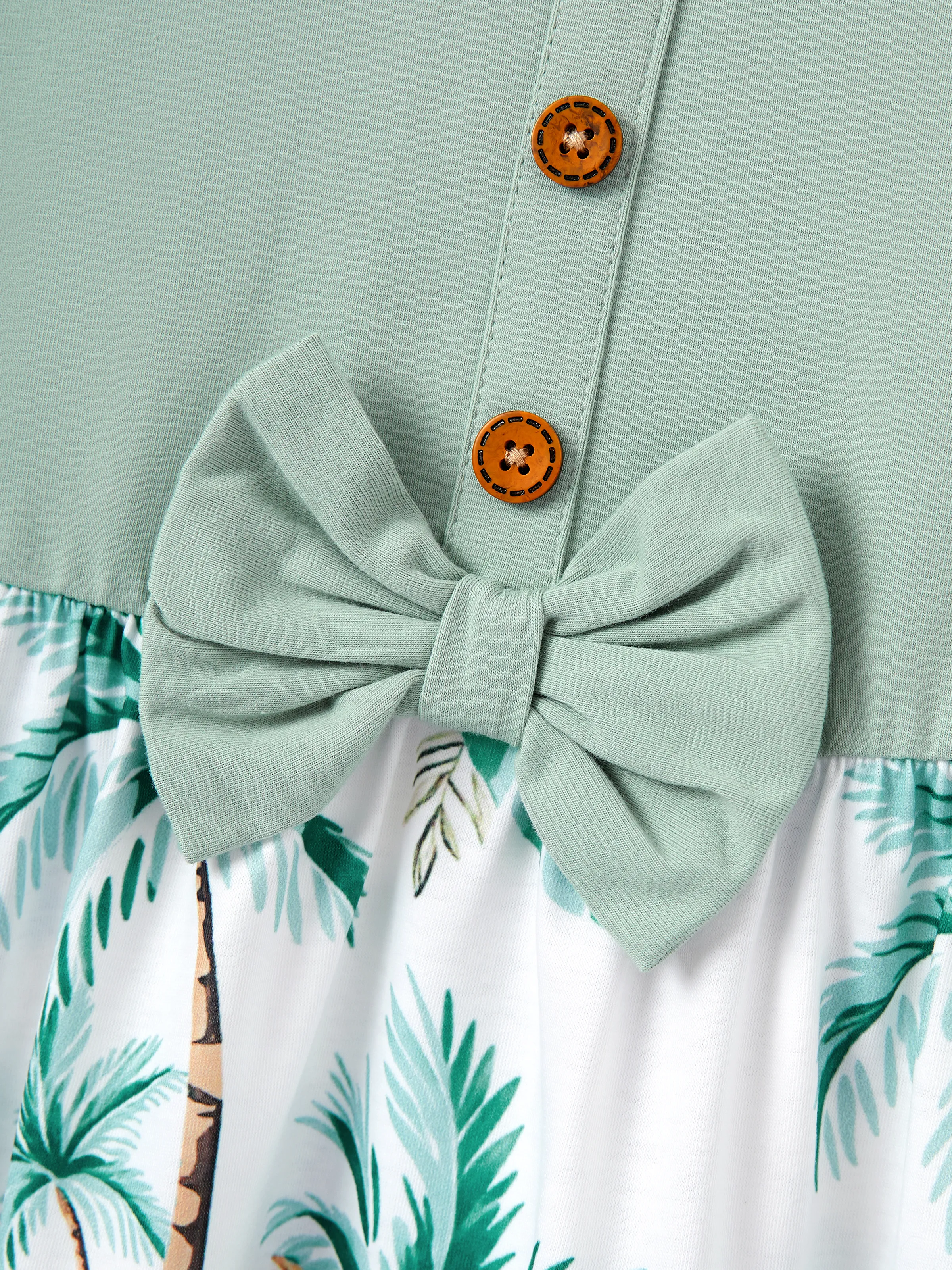 Toddler/Kid Girl Tropical Print Tank Bowknot Dress Green